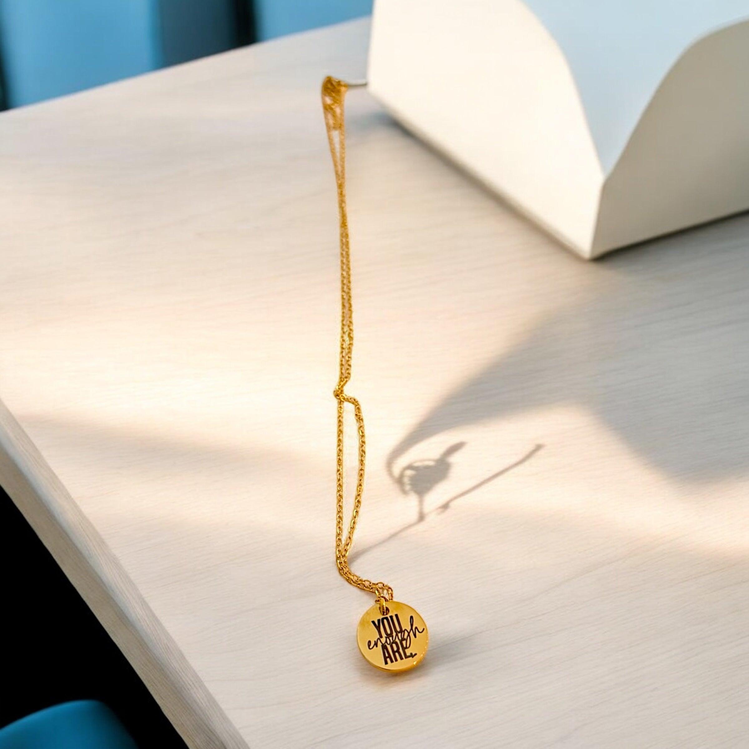 You Are Enough Inspirational Necklace - Gold & Silver Pendant Options, empowering gift for her | Perfect gift for Mother's Day - Coastal Chaos LLC