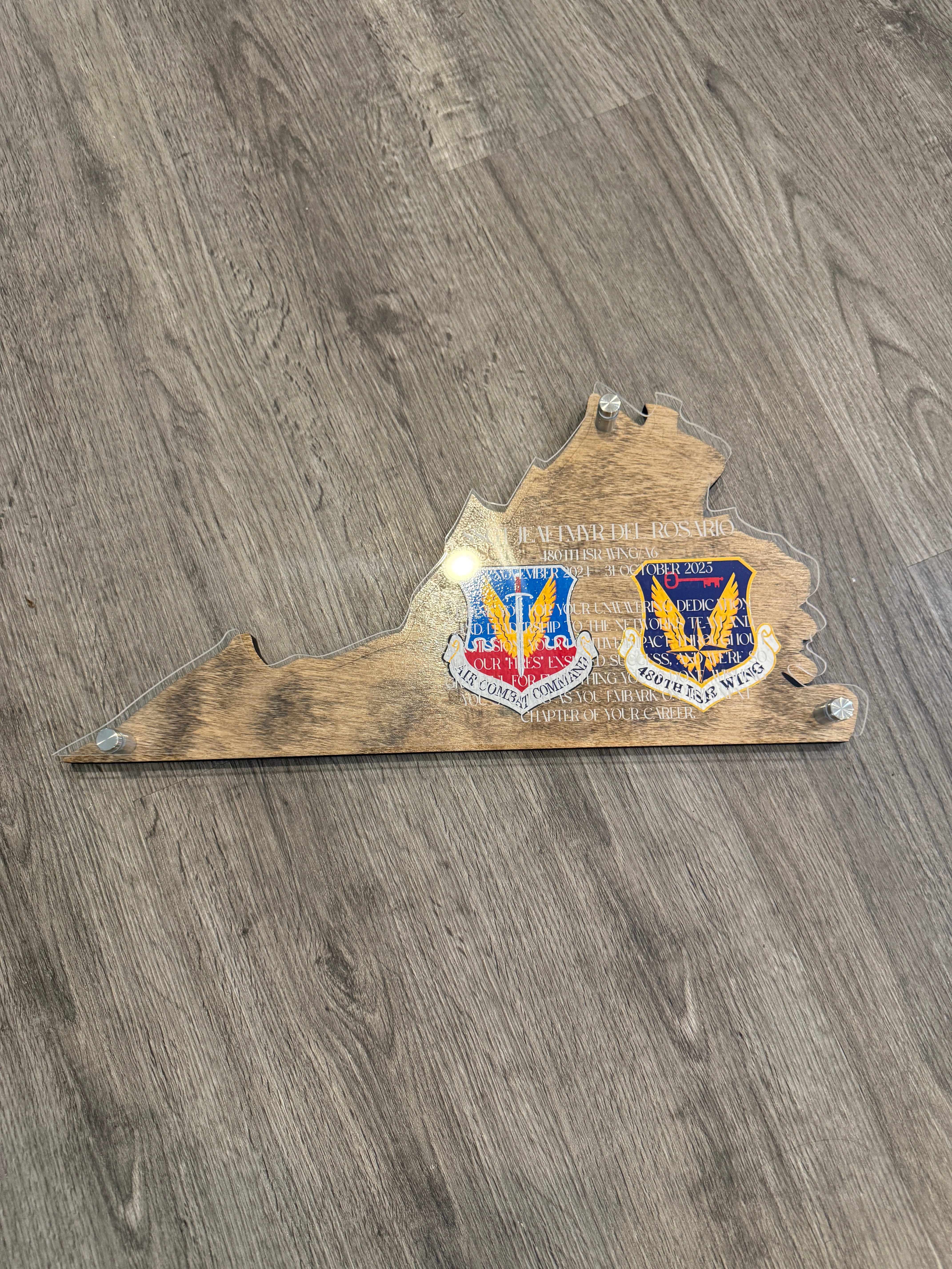 Custom State Plaque – Personalized Engraved Gift With Military Retirement Honors