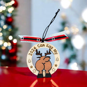 Humorous Wooden Christmas Ornaments - “Merry ChristMyA” and “2024 Can Kiss” - Funny Holiday Decor - Coastal Chaos LLC