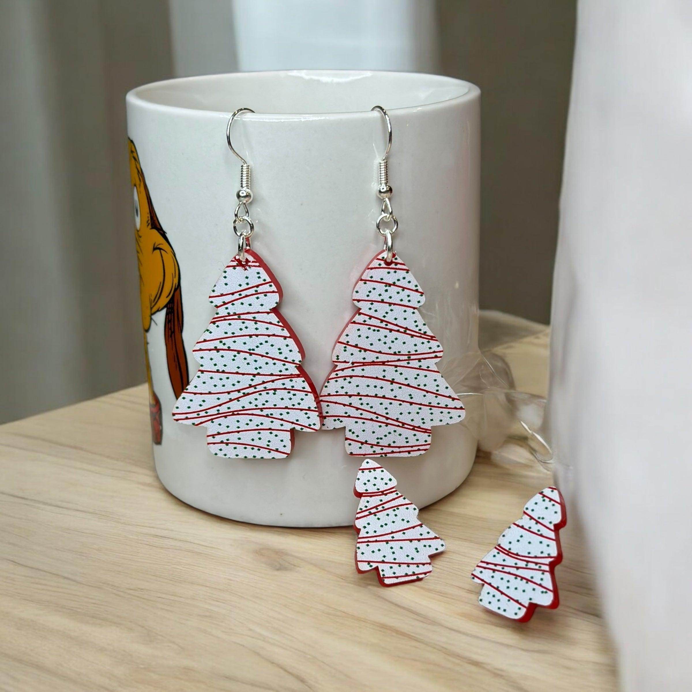 Christmas tree cake acrylic dangle & stud Earrings - Coastal Chaos LLC