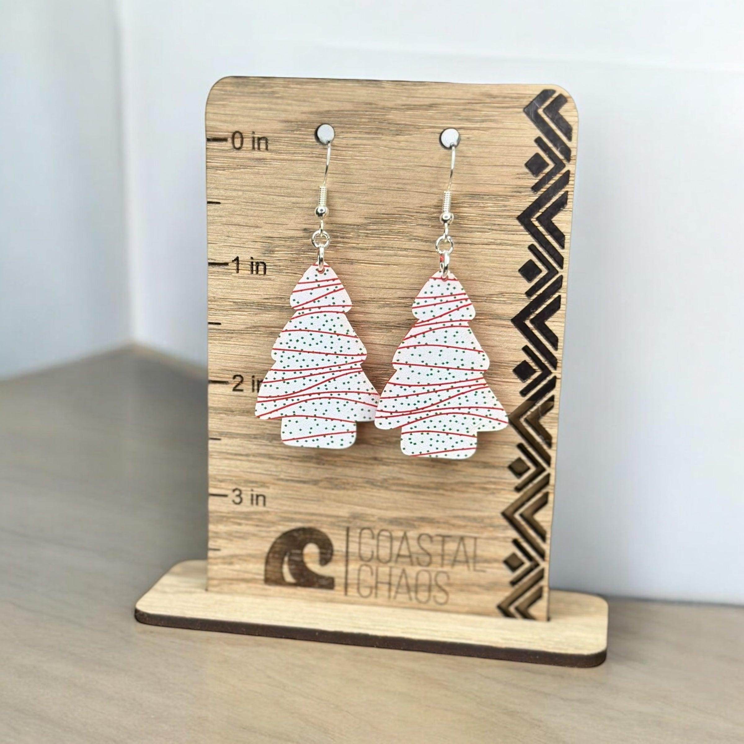 Christmas tree cake acrylic dangle & stud Earrings - Coastal Chaos LLC