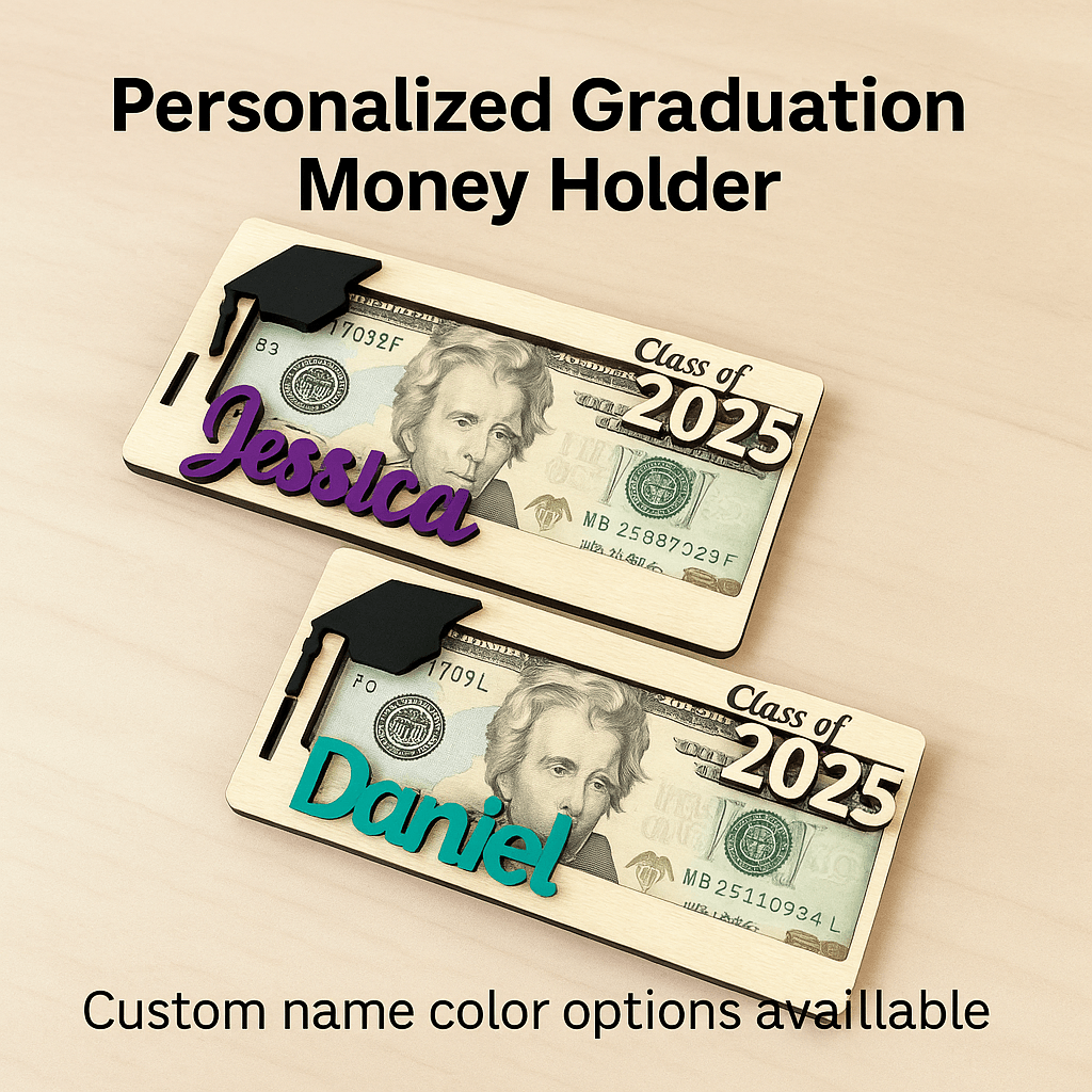 Personalized Graduation Money Holder | Class of 2025 Gift | Custom Grad Cap Cash Display | Senior Gift for Him or Her - Coastal Chaos LLC