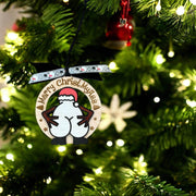Humorous Wooden Christmas Ornaments - “Merry ChristMyA” and “2024 Can Kiss” - Funny Holiday Decor - Coastal Chaos LLC