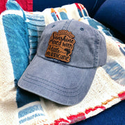 High-quality 'Sunshine Mixed with Hurricane' Leather Patch Hat for Women - Coastal Chaos LLC