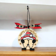 Humorous Wooden Christmas Ornaments - “Merry ChristMyA” and “2024 Can Kiss” - Funny Holiday Decor - Coastal Chaos LLC