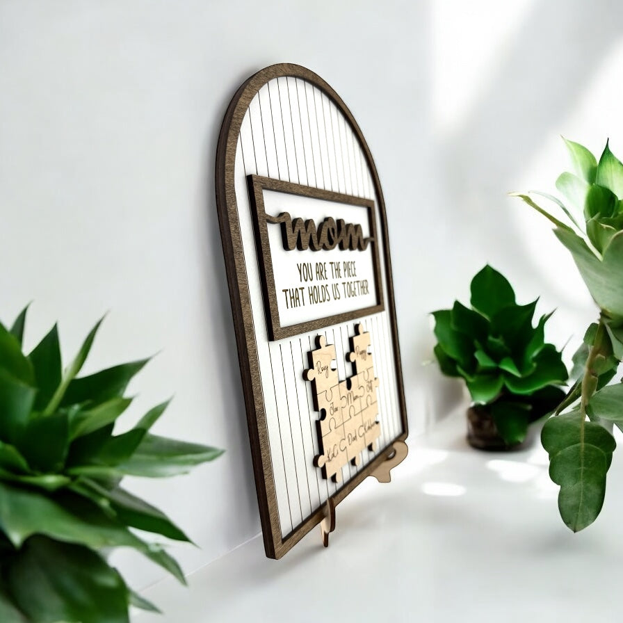 Personalized Puzzle Family Sign | “You Are the Piece That Holds Us Together” Gift for Mom | Mother’s Day, Birthday, or Christmas Gift - Coastal Chaos LLC