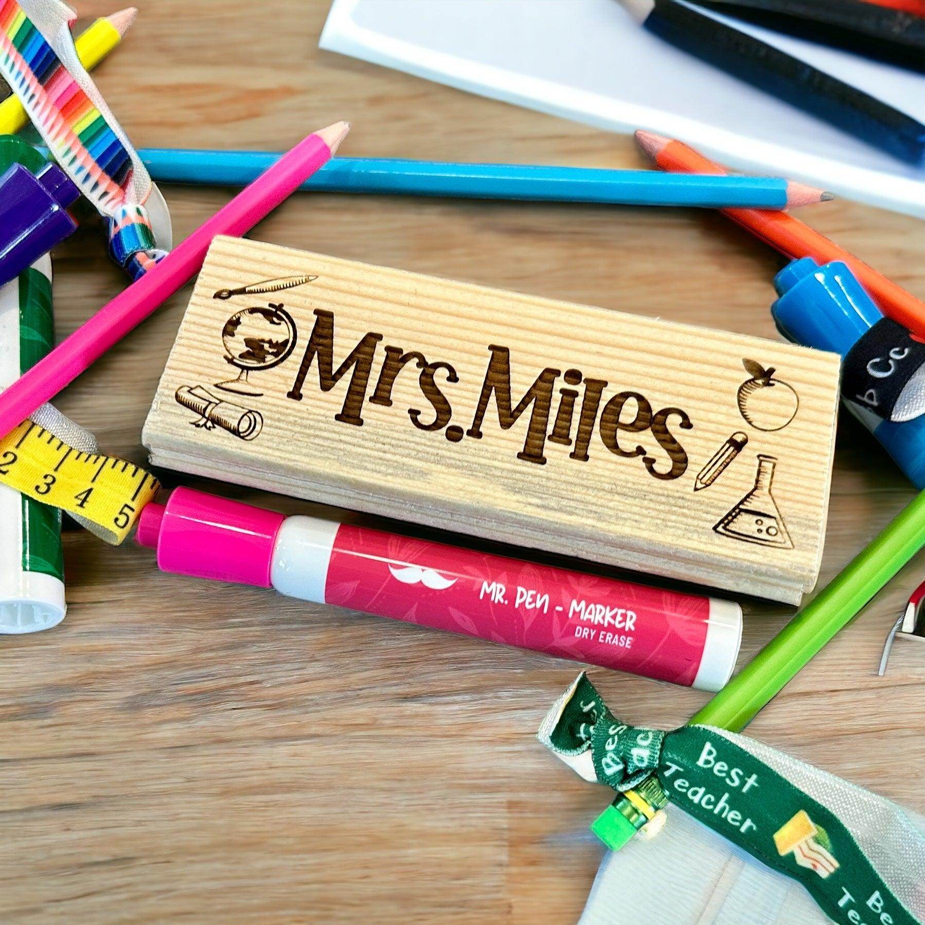 Bundle Teacher post it holder & dry eraser gift set, personalized teacher appreciation gift - Coastal Chaos LLC