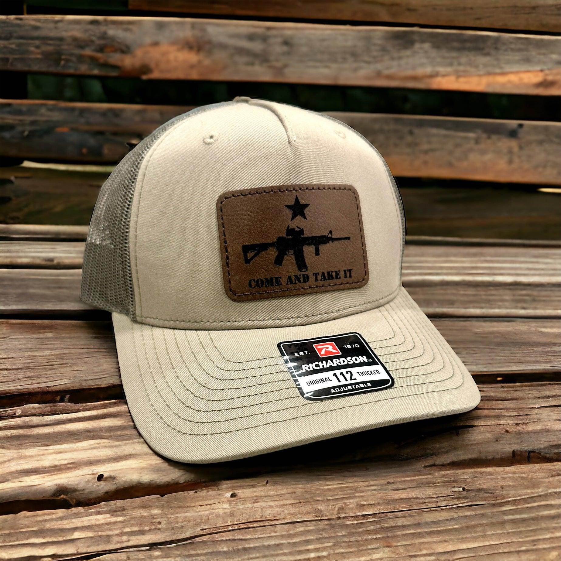 Come and take it Richardson hat, gifts for men, leather patch hat - Coastal Chaos LLC