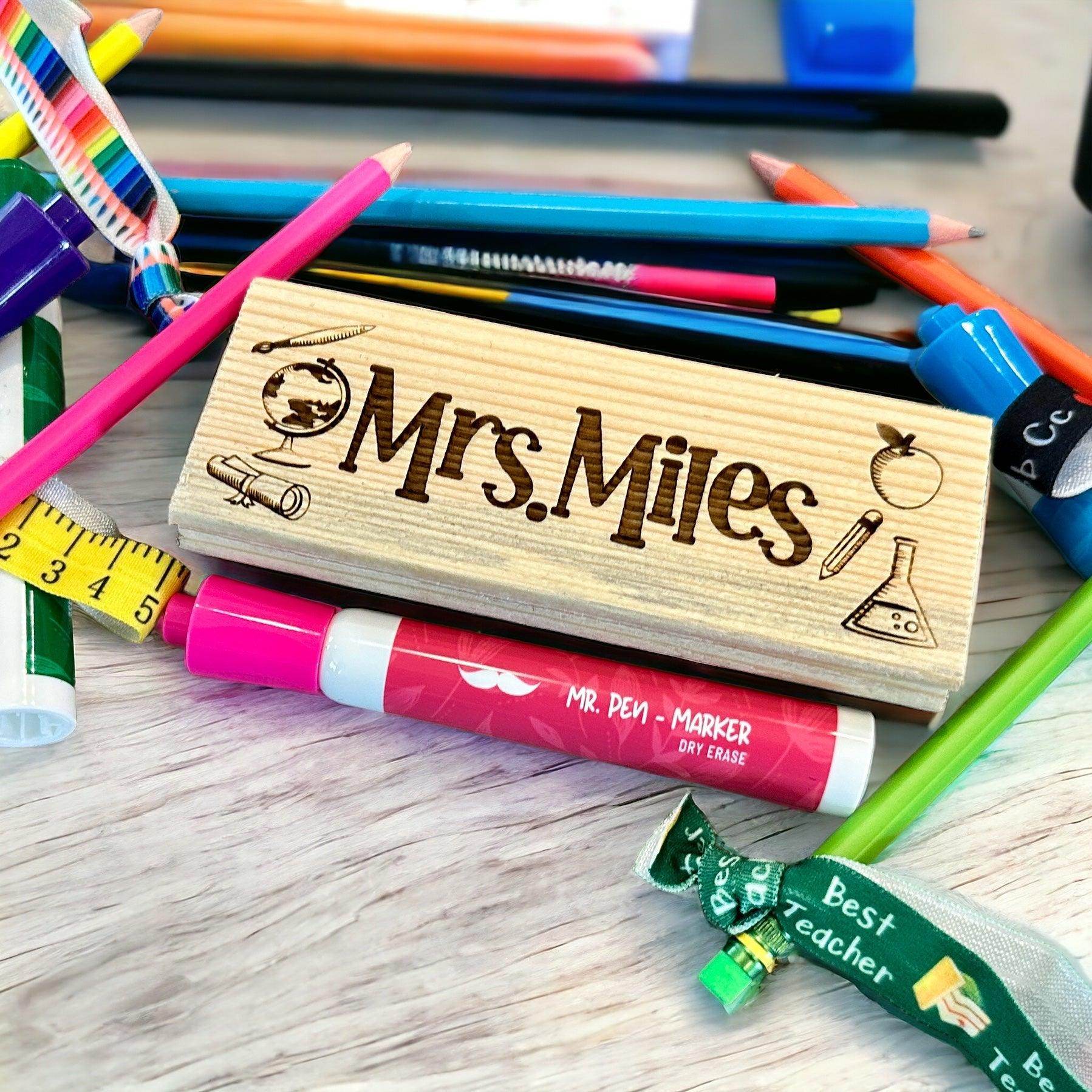 Bundle Teacher post it holder & dry eraser gift set, personalized teacher appreciation gift - Coastal Chaos LLC