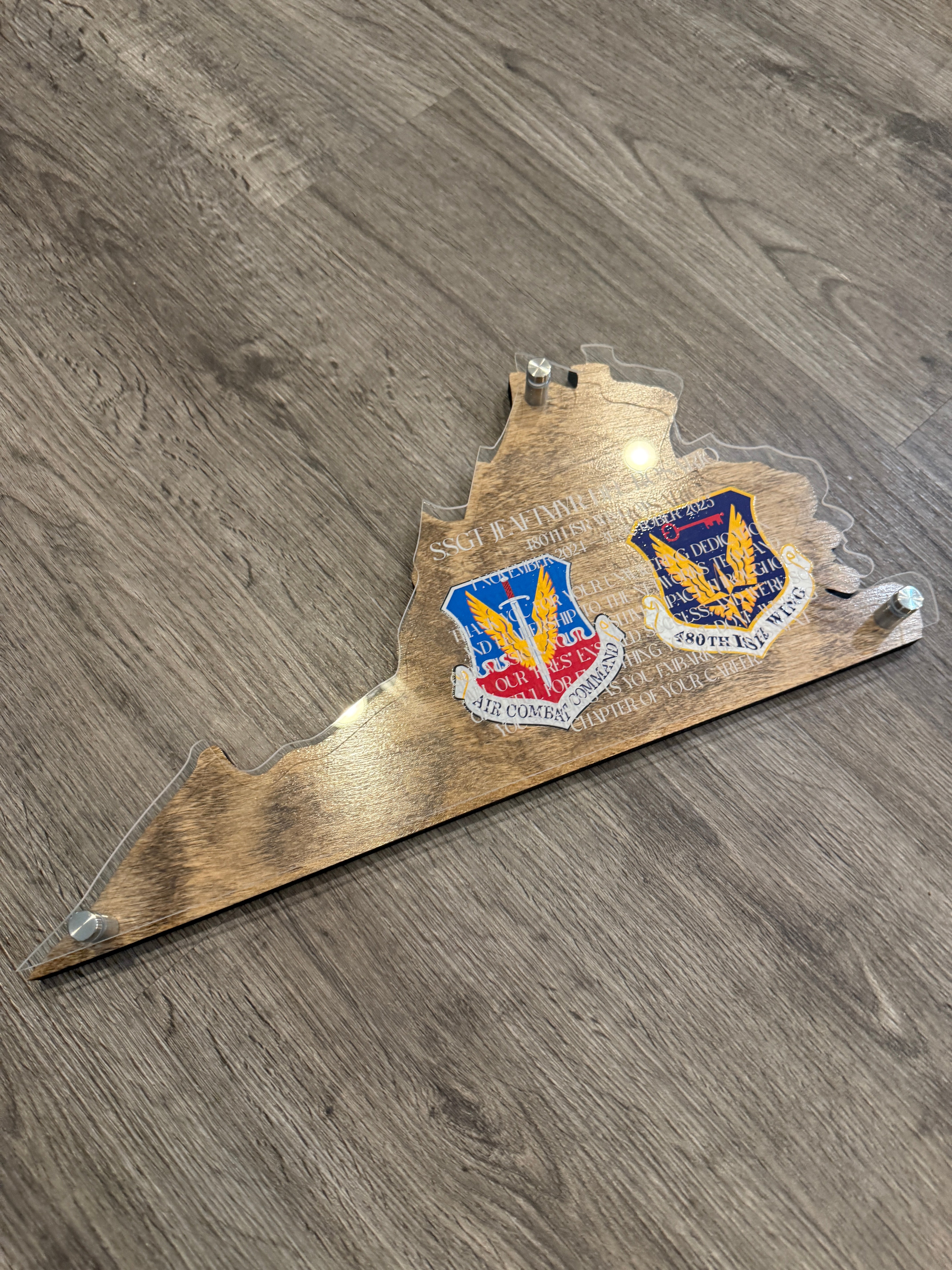 Custom State Plaque – Personalized Engraved Gift With Military Retirement Honors