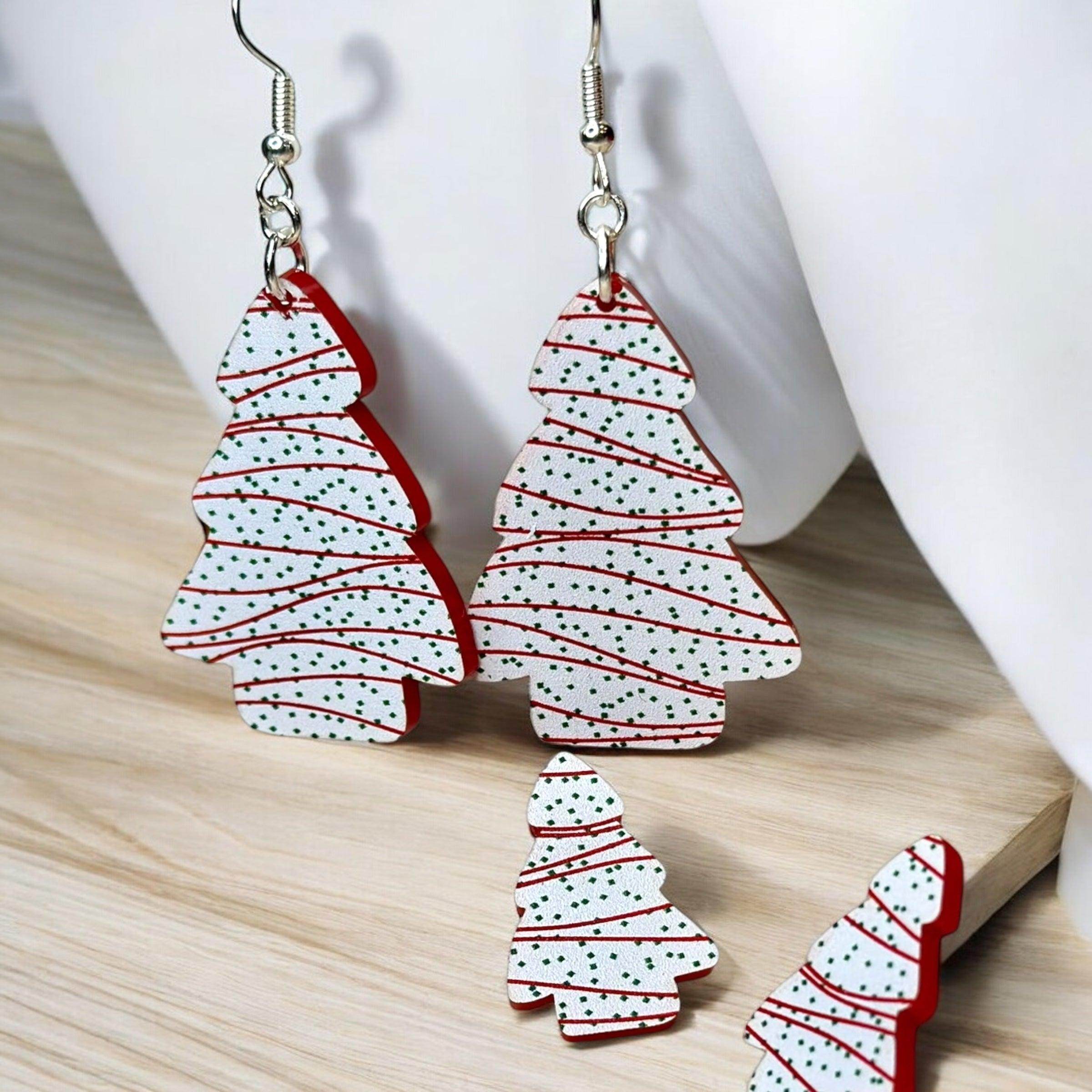 Christmas tree cake acrylic dangle & stud Earrings - Coastal Chaos LLC