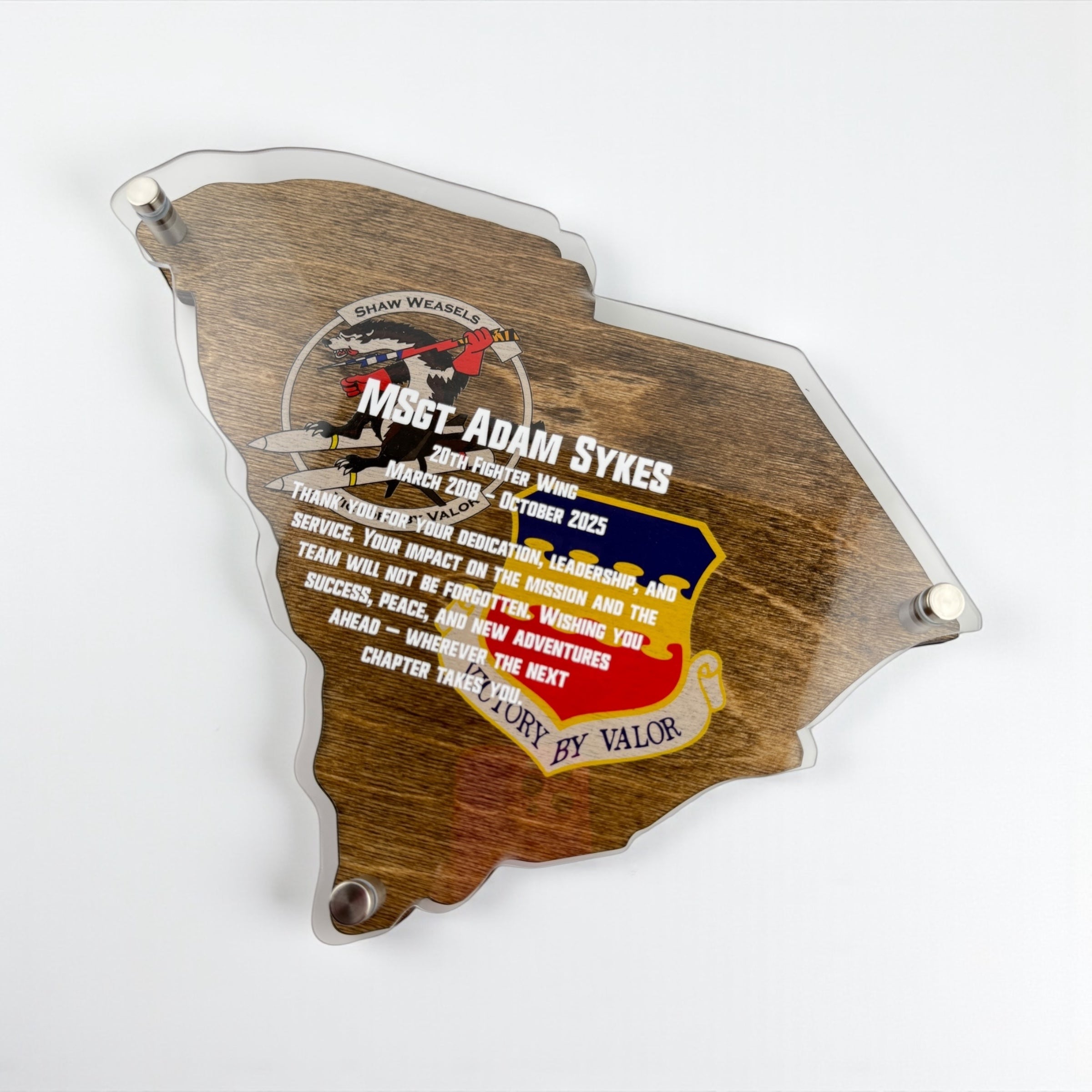 Custom State Plaque – Personalized Engraved Gift With Military Retirement Honors