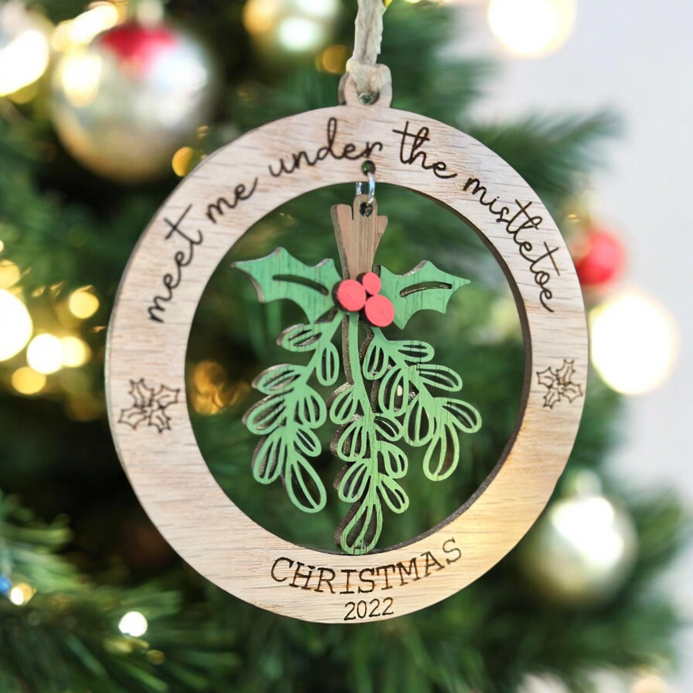 Under the mistletoe ornament, present, decor, Christmas - Coastal Chaos LLC
