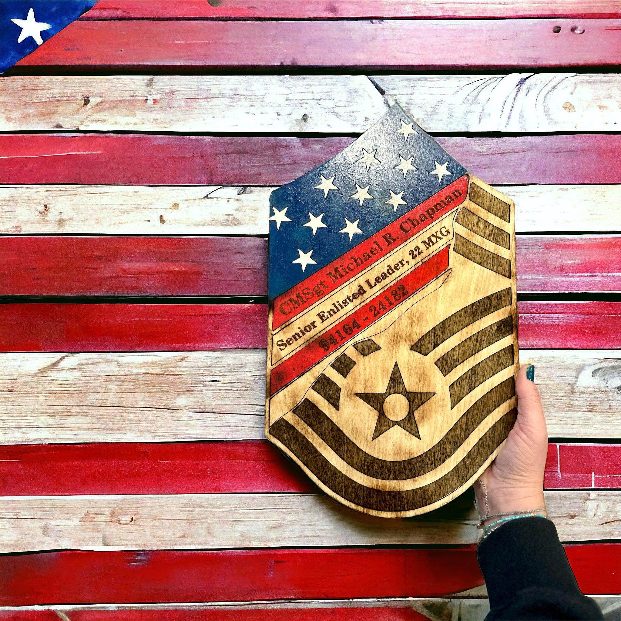 CMSgt distressed stripe, military promotion gift, retirement gift - Coastal Chaos LLC