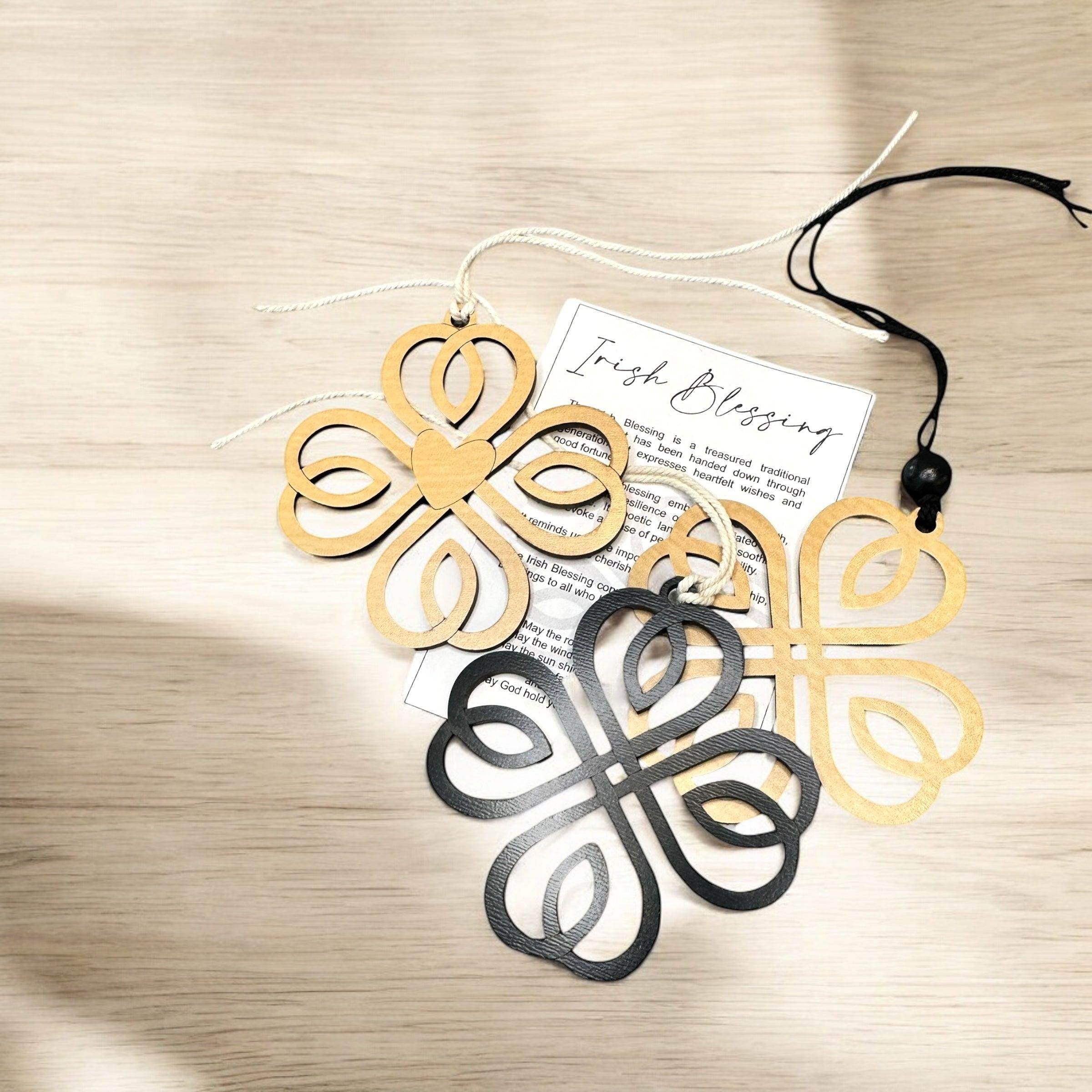Handcrafted Wooden Celtic Knot Irish Blessing Car Charms - Coastal Chaos LLC