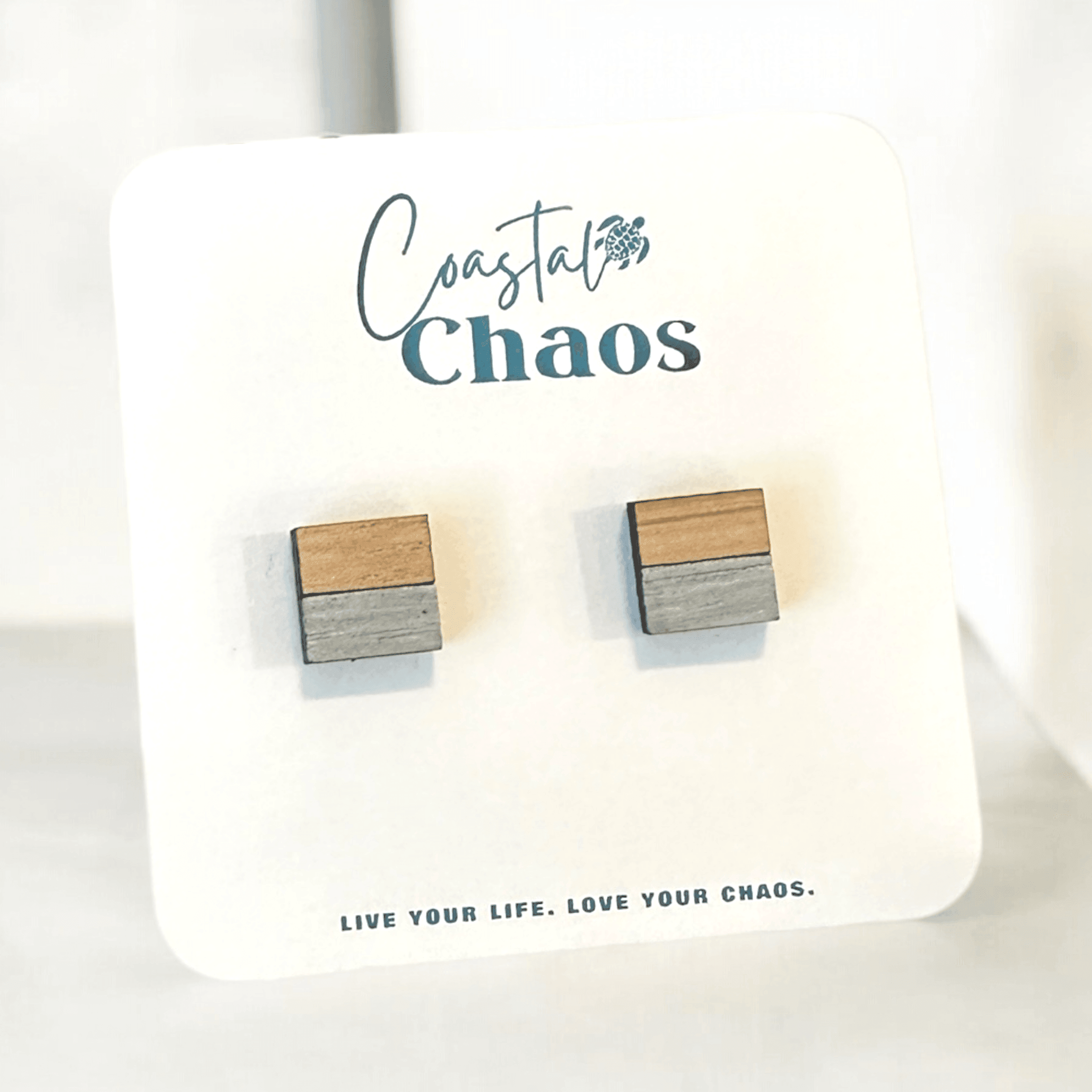 Handmade geometric & cloud stud earrings, Custom stud earrings, handmade earrings, geometric stud earrings - Coastal Chaos LLC