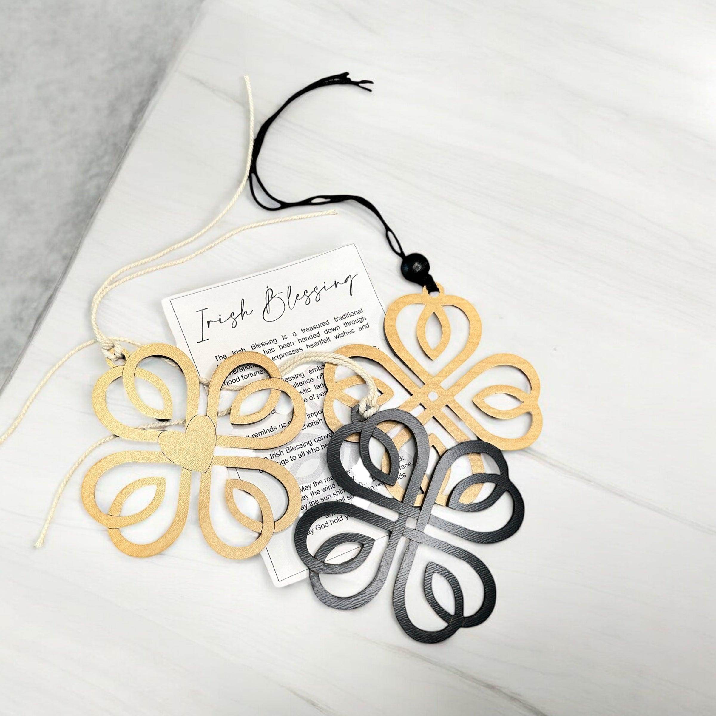 Handcrafted Wooden Celtic Knot Irish Blessing Car Charms - Coastal Chaos LLC