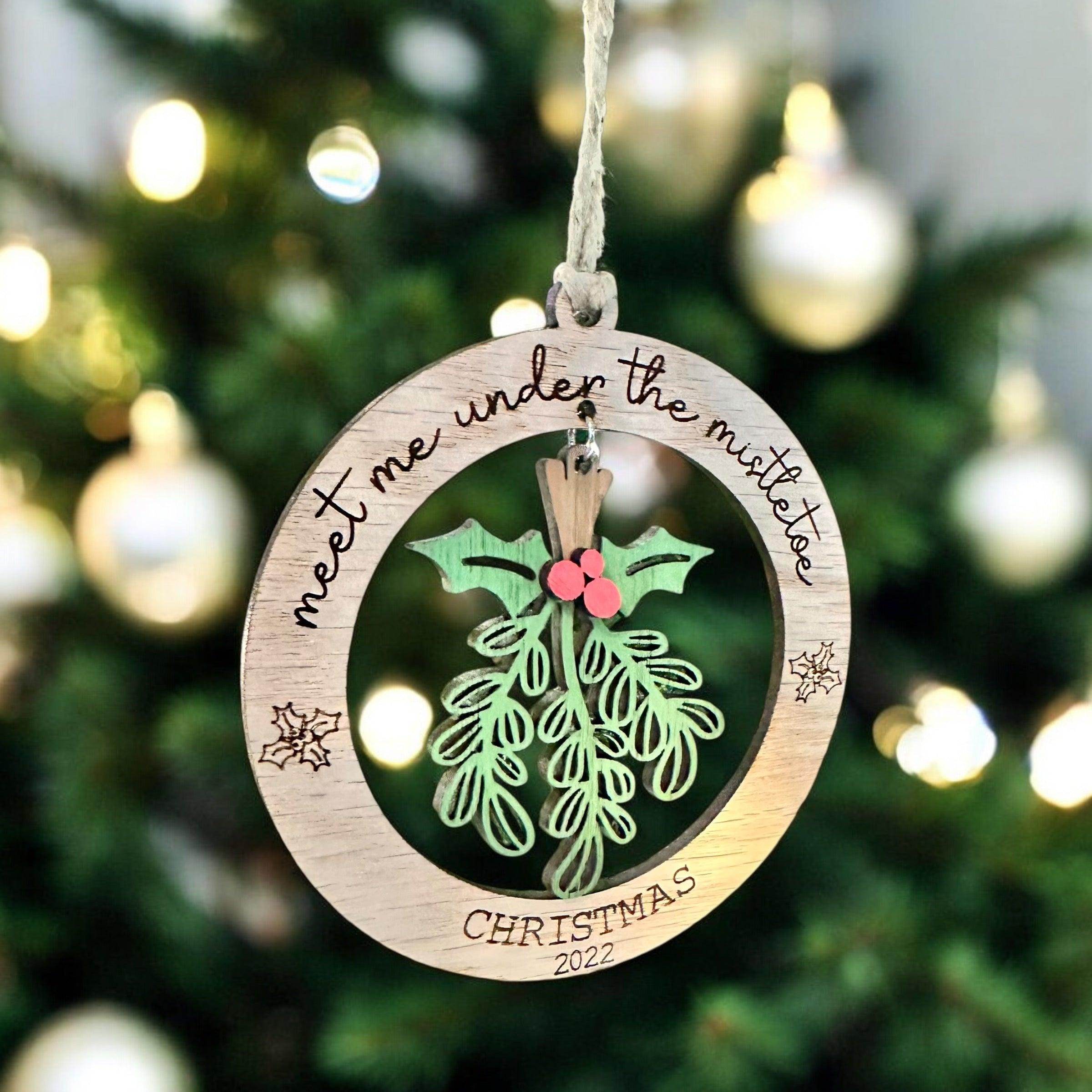 Meet me under the mistletoe ornament, Personalized ornament, custom Christmas ornament - Coastal Chaos LLC