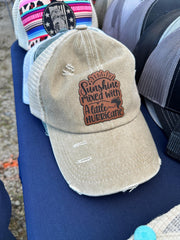 High-quality 'Sunshine Mixed with Hurricane' Leather Patch Hat for Women - Coastal Chaos LLC