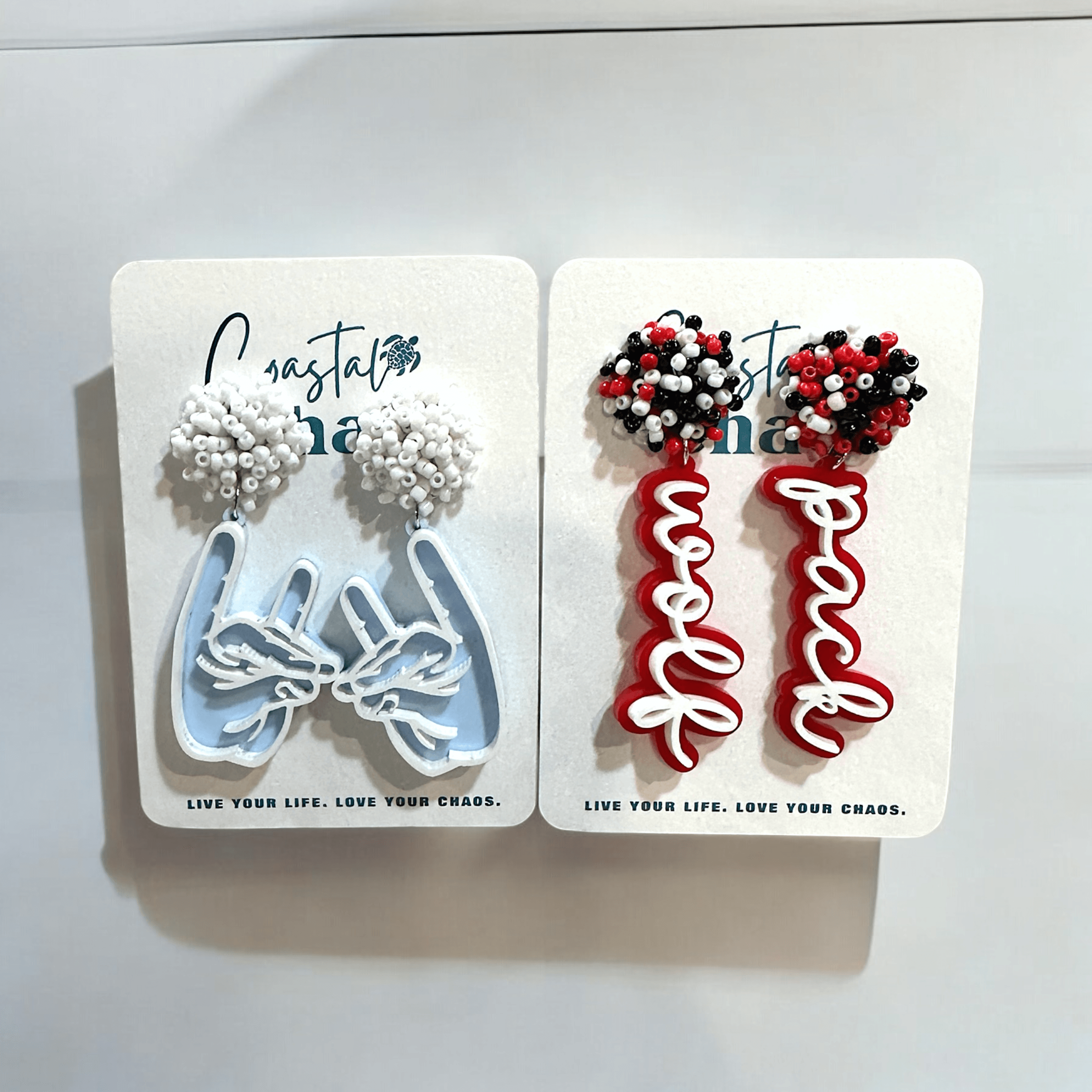 Wolfpack hand earrings, wolfpack pride - Coastal Chaos LLC