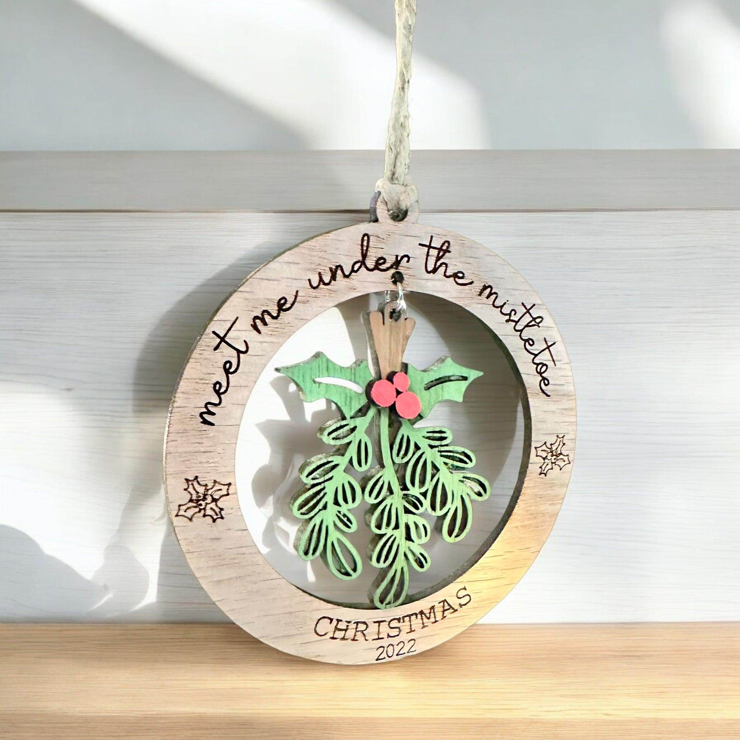 Meet me under the mistletoe ornament, Personalized ornament, custom Christmas ornament - Coastal Chaos LLC