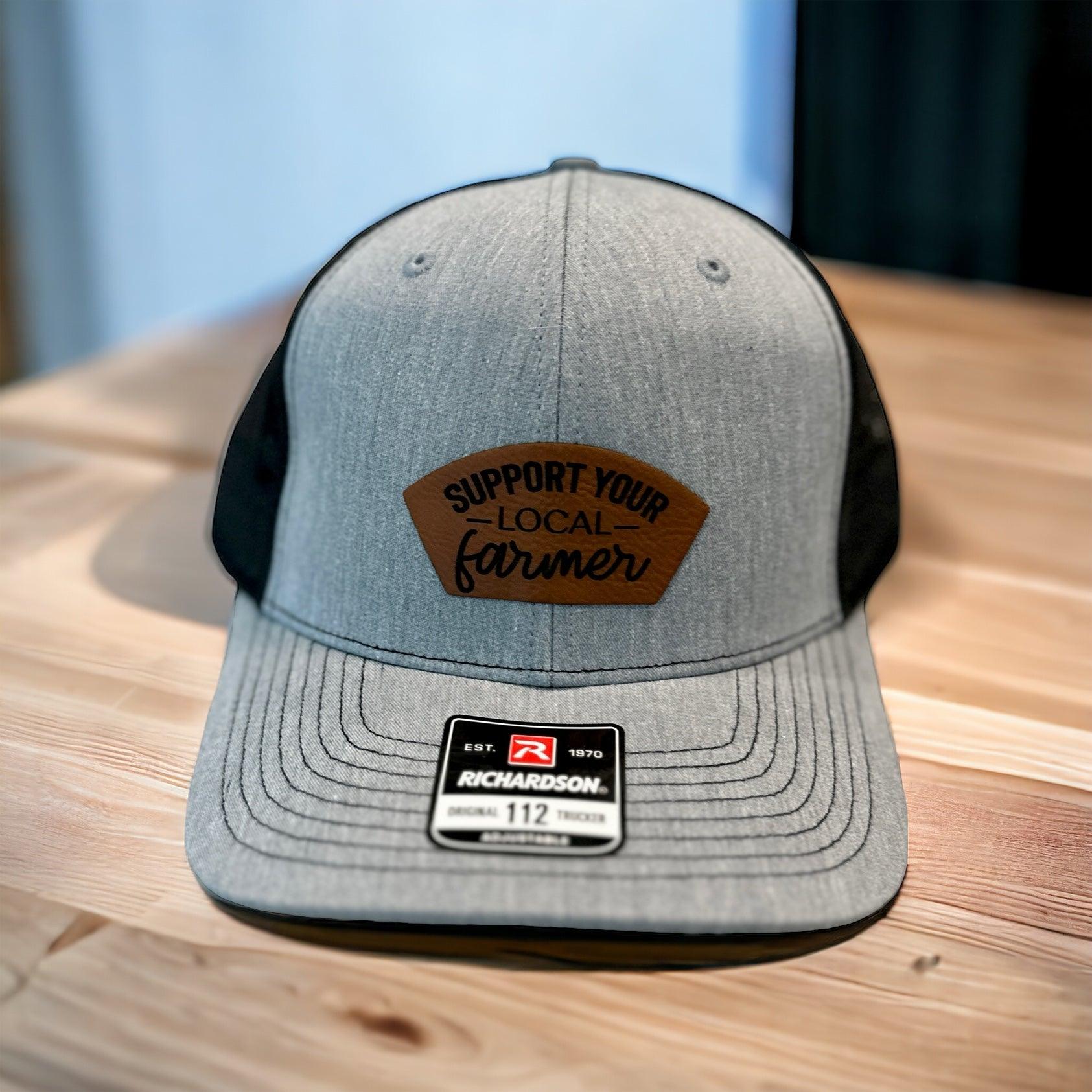 Support your local farmer leather patch Richardson hat - Coastal Chaos LLC