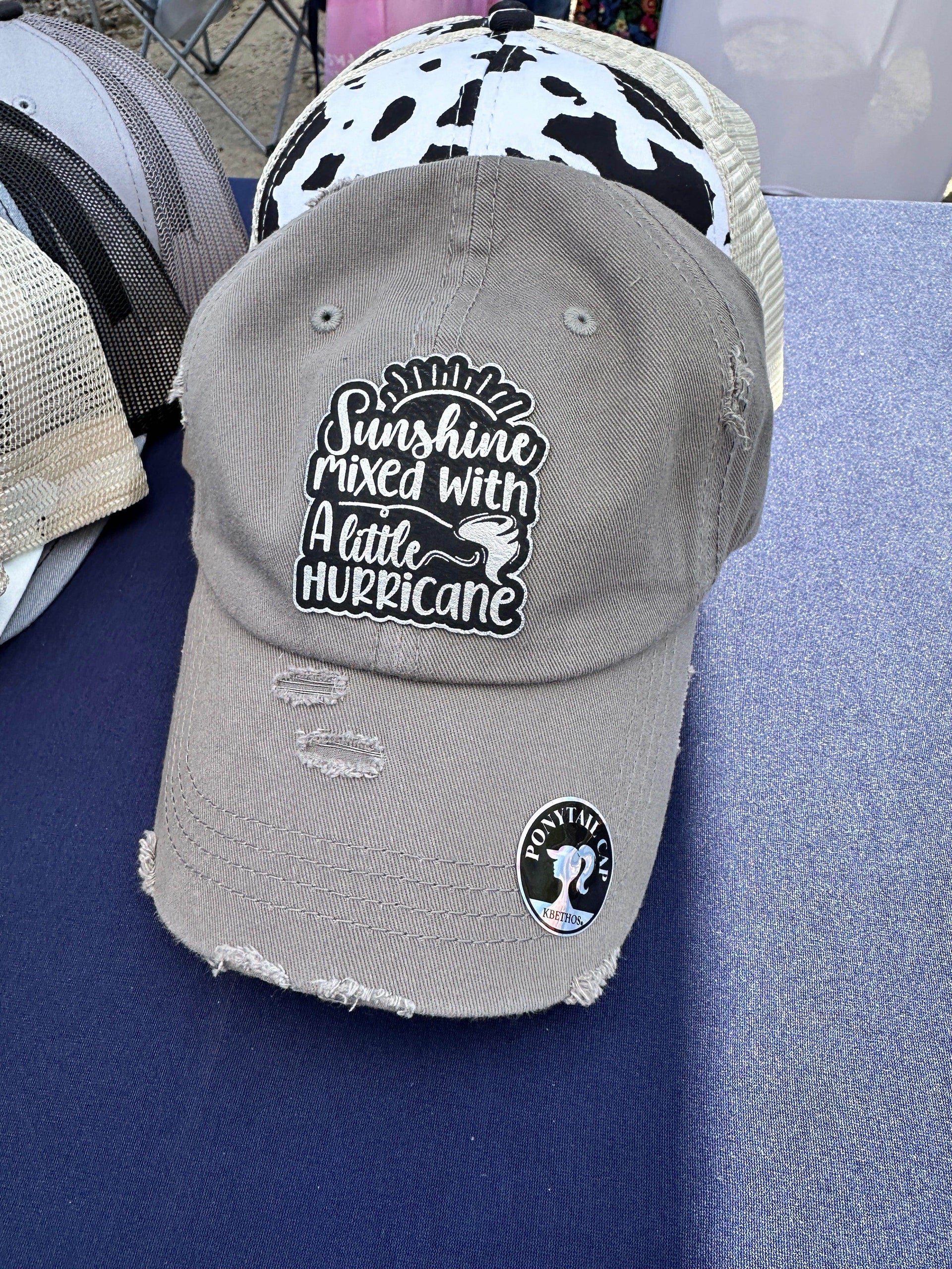 High-quality 'Sunshine Mixed with Hurricane' Leather Patch Hat for Women - Coastal Chaos LLC