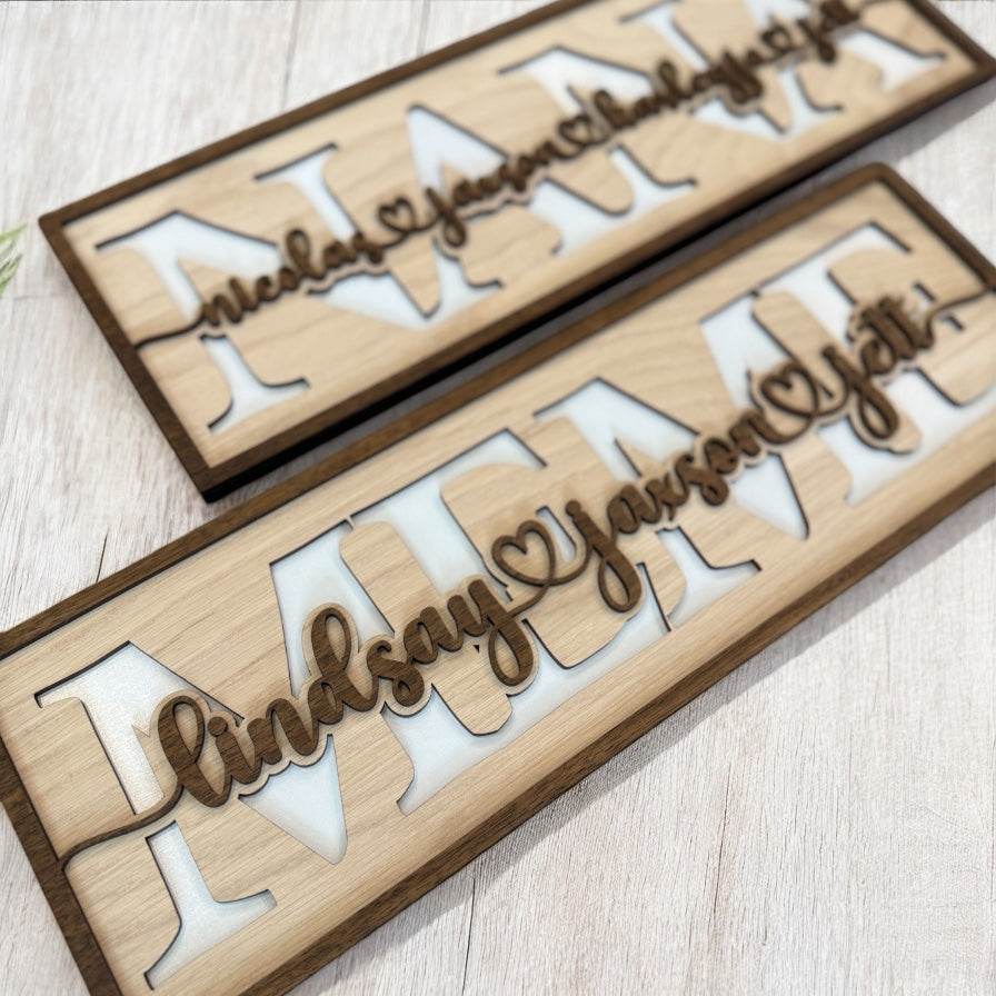 Custom Wooden Name Sign for Grandparents | Personalized NANA or MEME Sign with Grandkids’ Names | Mother’s Day Gift | Grandparent Wall Decor - Coastal Chaos LLC