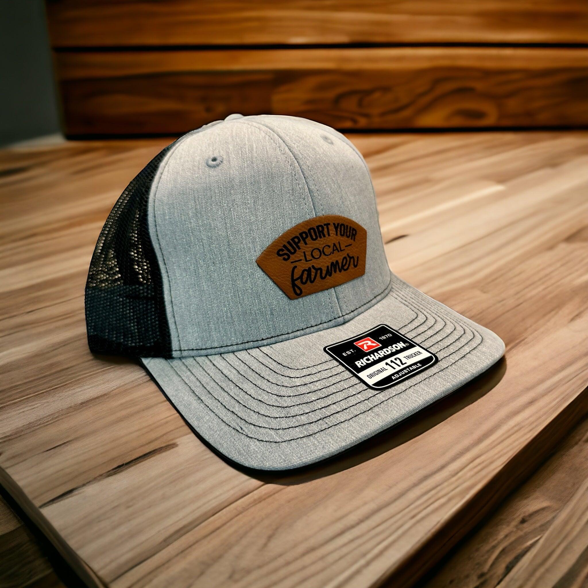 Support your local farmer leather patch Richardson hat - Coastal Chaos LLC