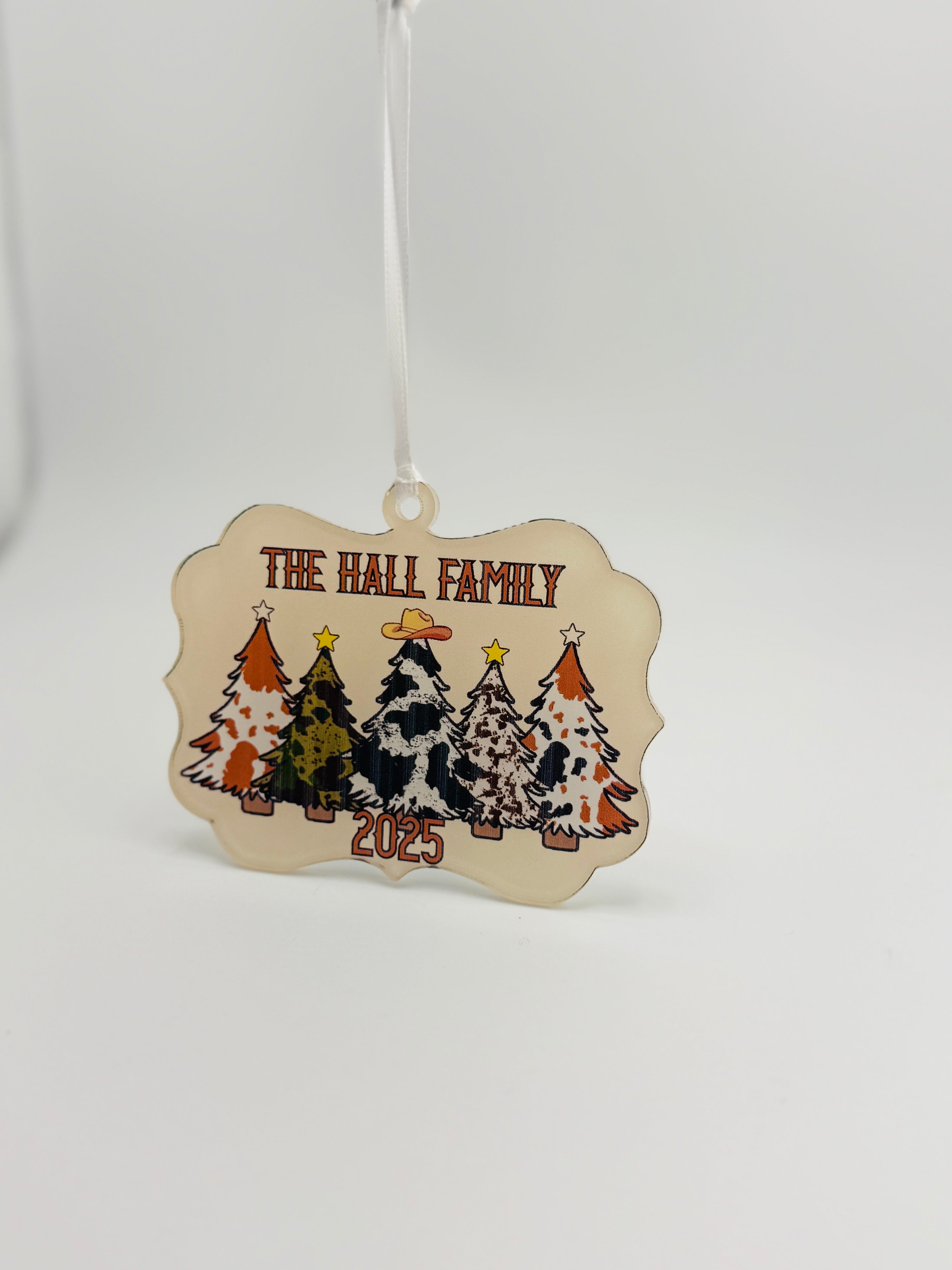 Western Family Ornament • Boho Cowhide Tree Ornament • Family Name Ornament • 2025 Keepsake
