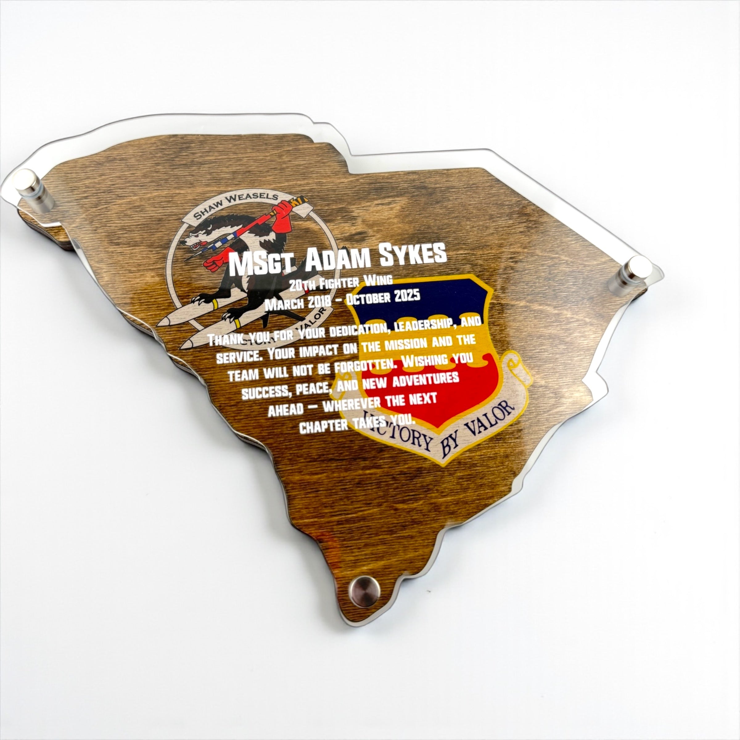 Custom State Plaque – Personalized Engraved Gift With Military Retirement Honors