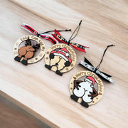 Humorous Wooden Christmas Ornaments - “Merry ChristMyA” and “2024 Can Kiss” - Funny Holiday Decor - Coastal Chaos LLC