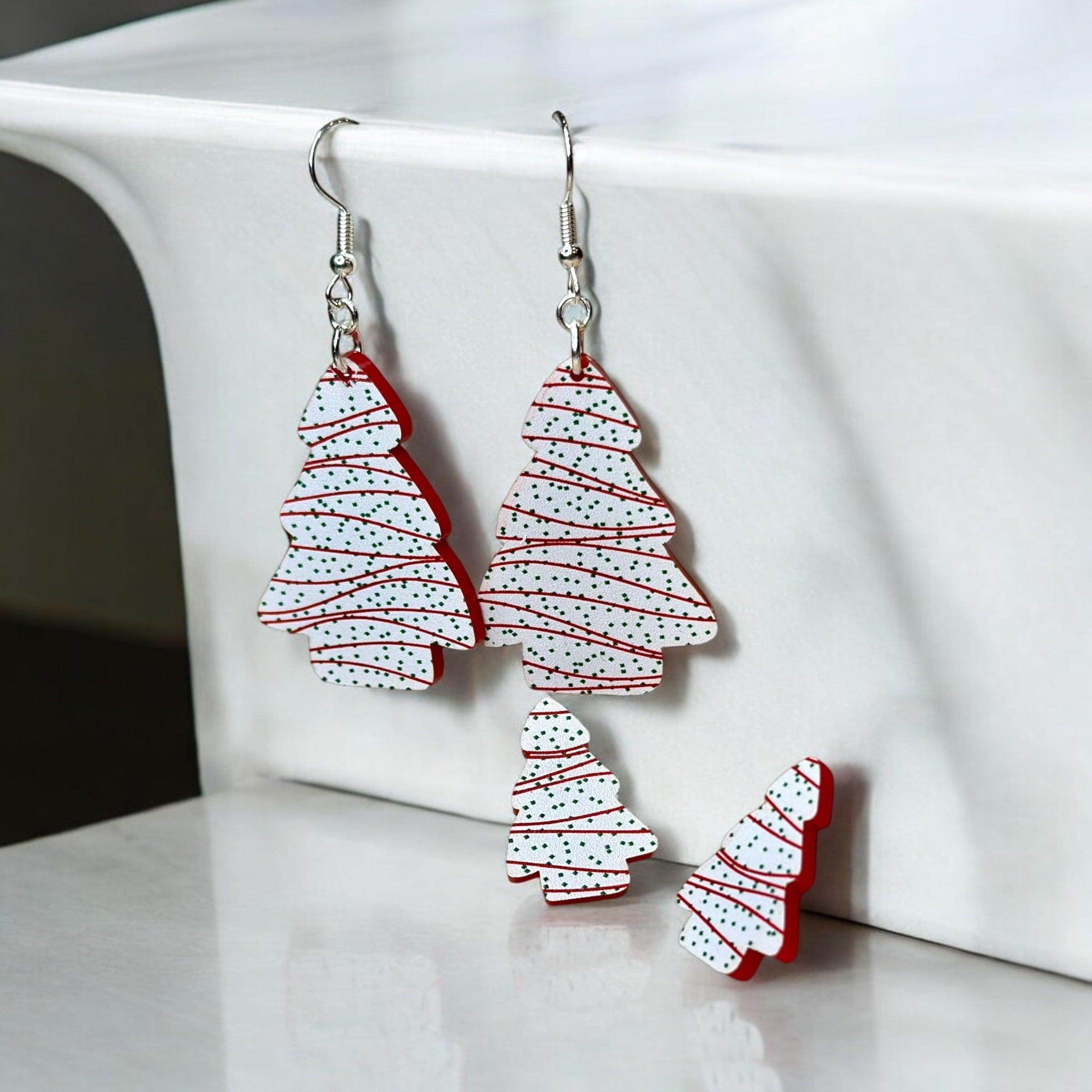 Christmas tree cake acrylic dangle & stud Earrings - Coastal Chaos LLC