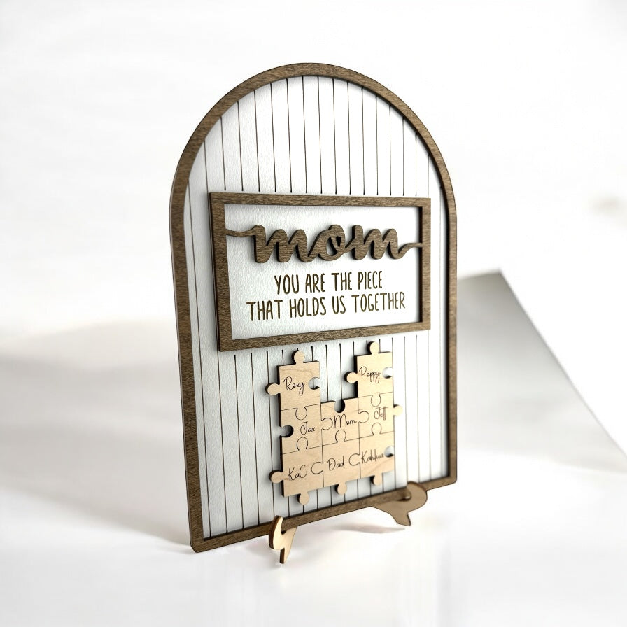 Personalized Puzzle Family Sign | “You Are the Piece That Holds Us Together” Gift for Mom | Mother’s Day, Birthday, or Christmas Gift - Coastal Chaos LLC