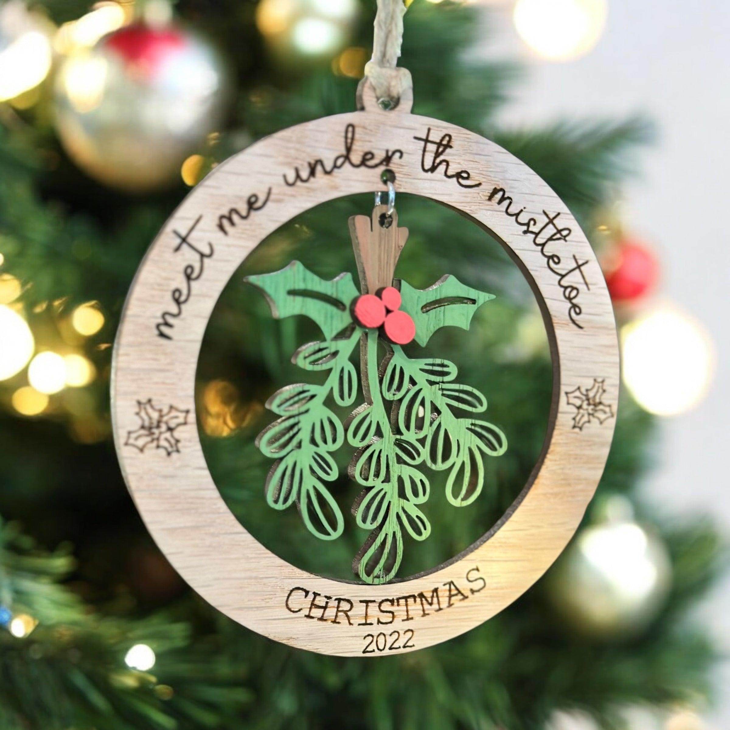 Meet me under the mistletoe ornament, Personalized ornament, custom Christmas ornament - Coastal Chaos LLC
