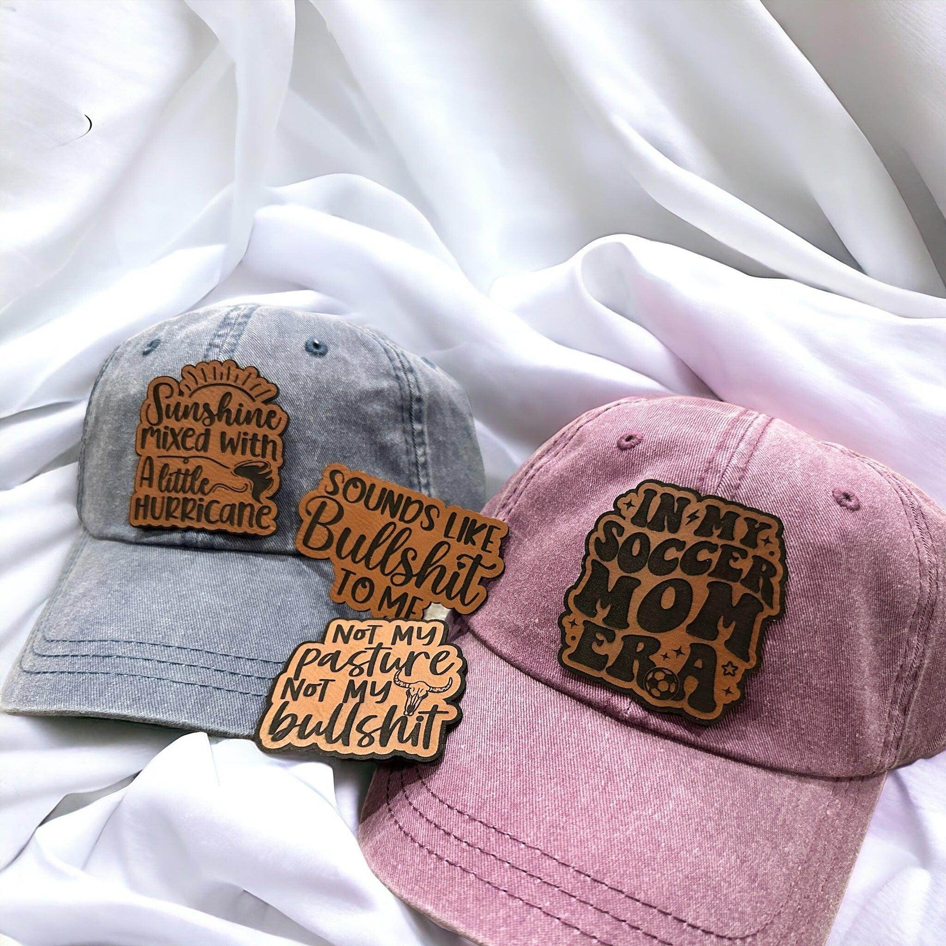High-quality 'Sunshine Mixed with Hurricane' Leather Patch Hat for Women - Coastal Chaos LLC