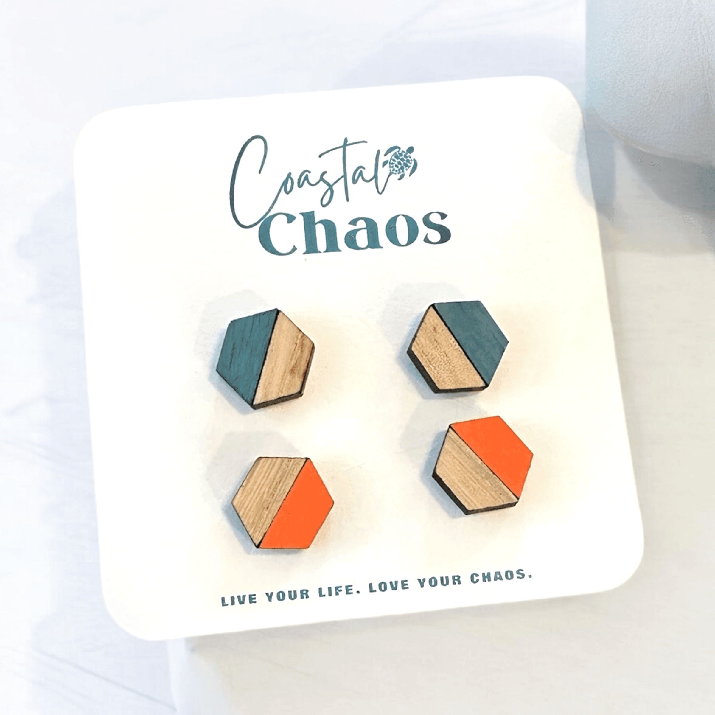 Handmade geometric & cloud stud earrings, Custom stud earrings, handmade earrings, geometric stud earrings - Coastal Chaos LLC