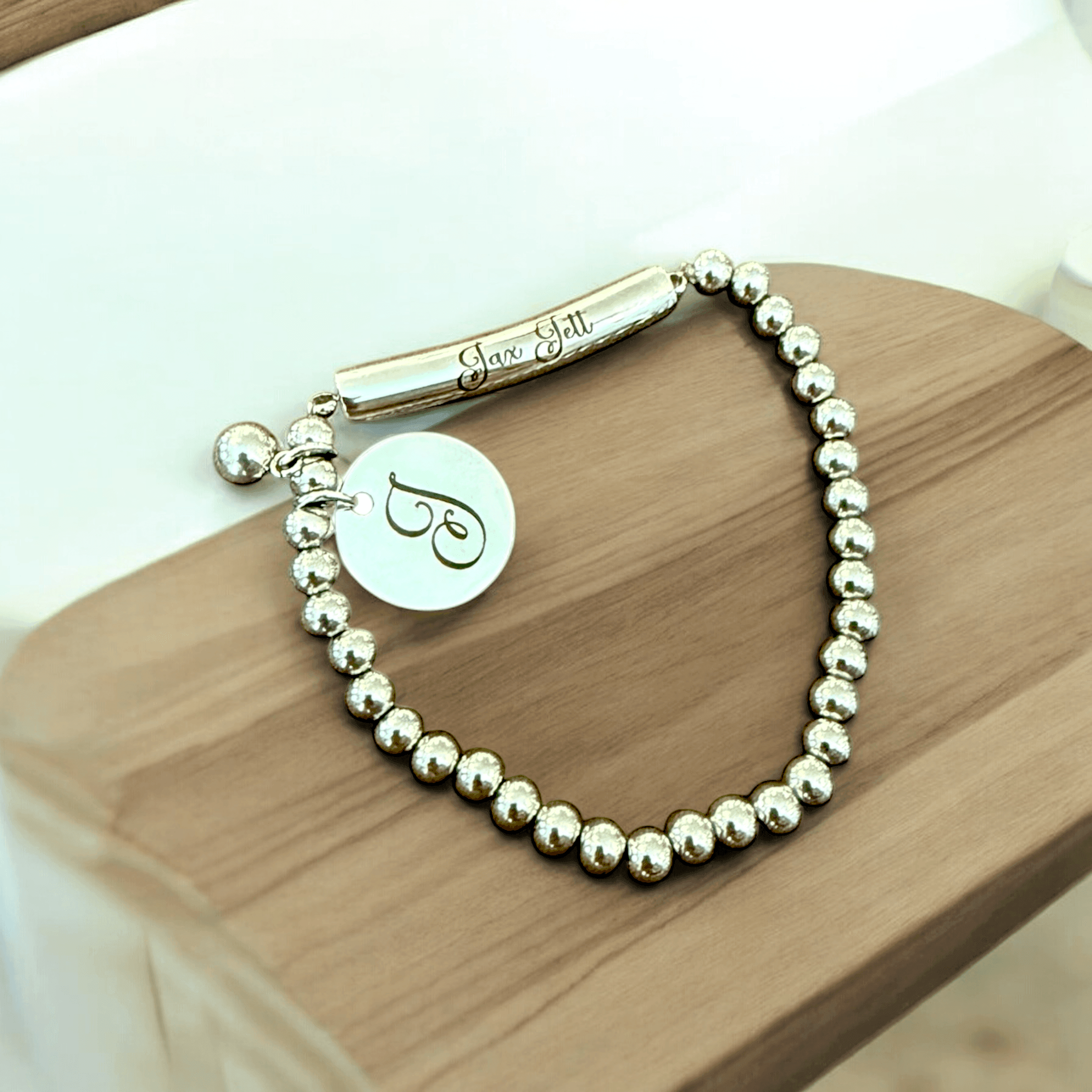 Personalized beaded bracelet with charm - Coastal Chaos LLC