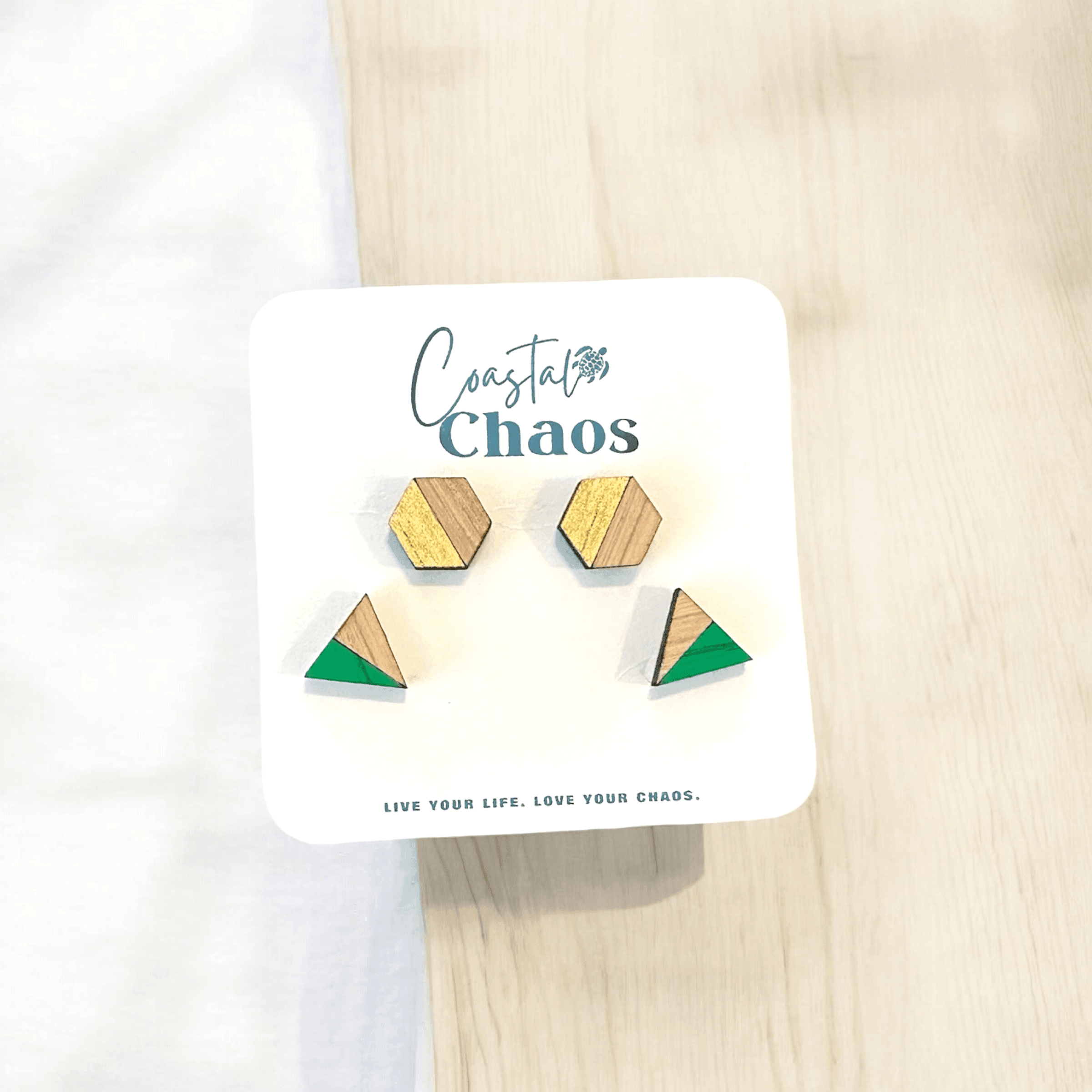 Handmade geometric & cloud stud earrings, Custom stud earrings, handmade earrings, geometric stud earrings - Coastal Chaos LLC
