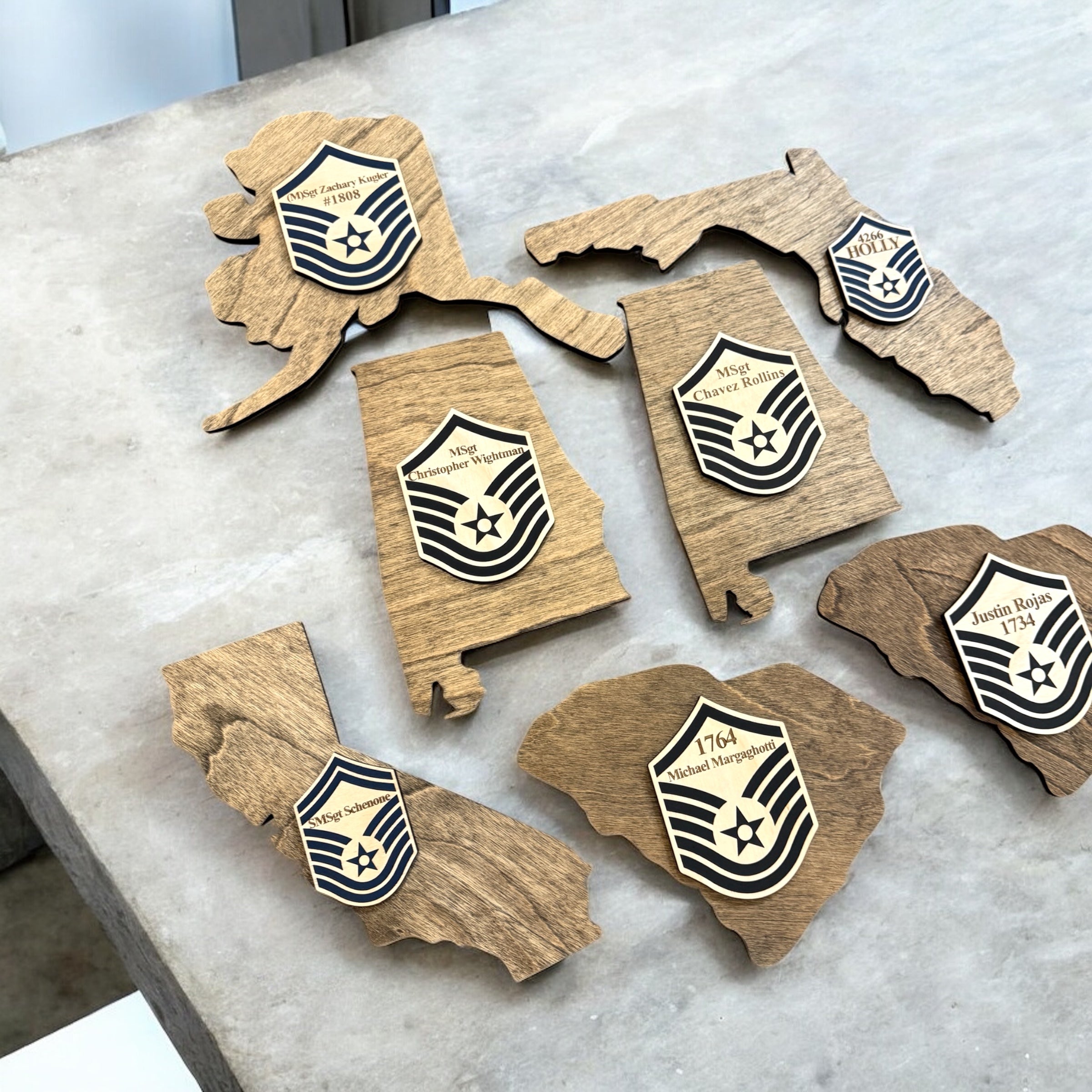 Mini State Cutout Rank Plaques / Custom Military Promotion Gift
