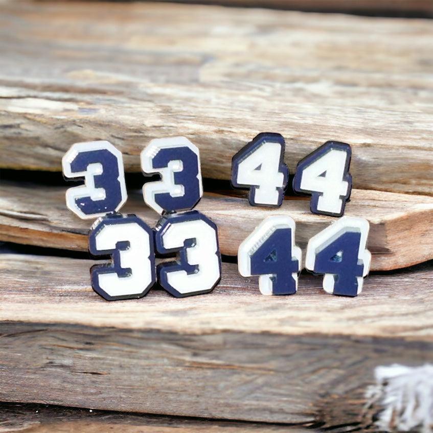 Sports number earrings, school spirit, college team earrings, sports earrings - Coastal Chaos LLC