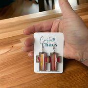 Cross earrings, walnut wood custom earrings - Coastal Chaos LLC