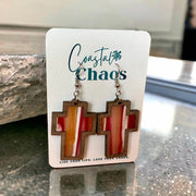 Cross earrings, walnut wood custom earrings - Coastal Chaos LLC