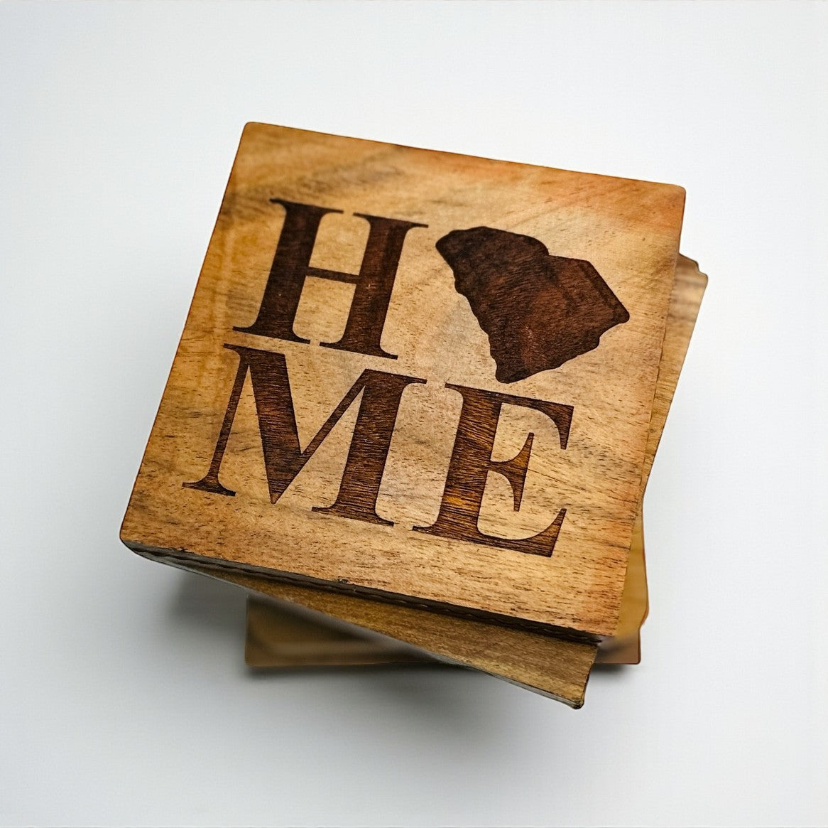 Personalized Wooden Coasters | Custom State Coasters with Laser Engraved HOME Design