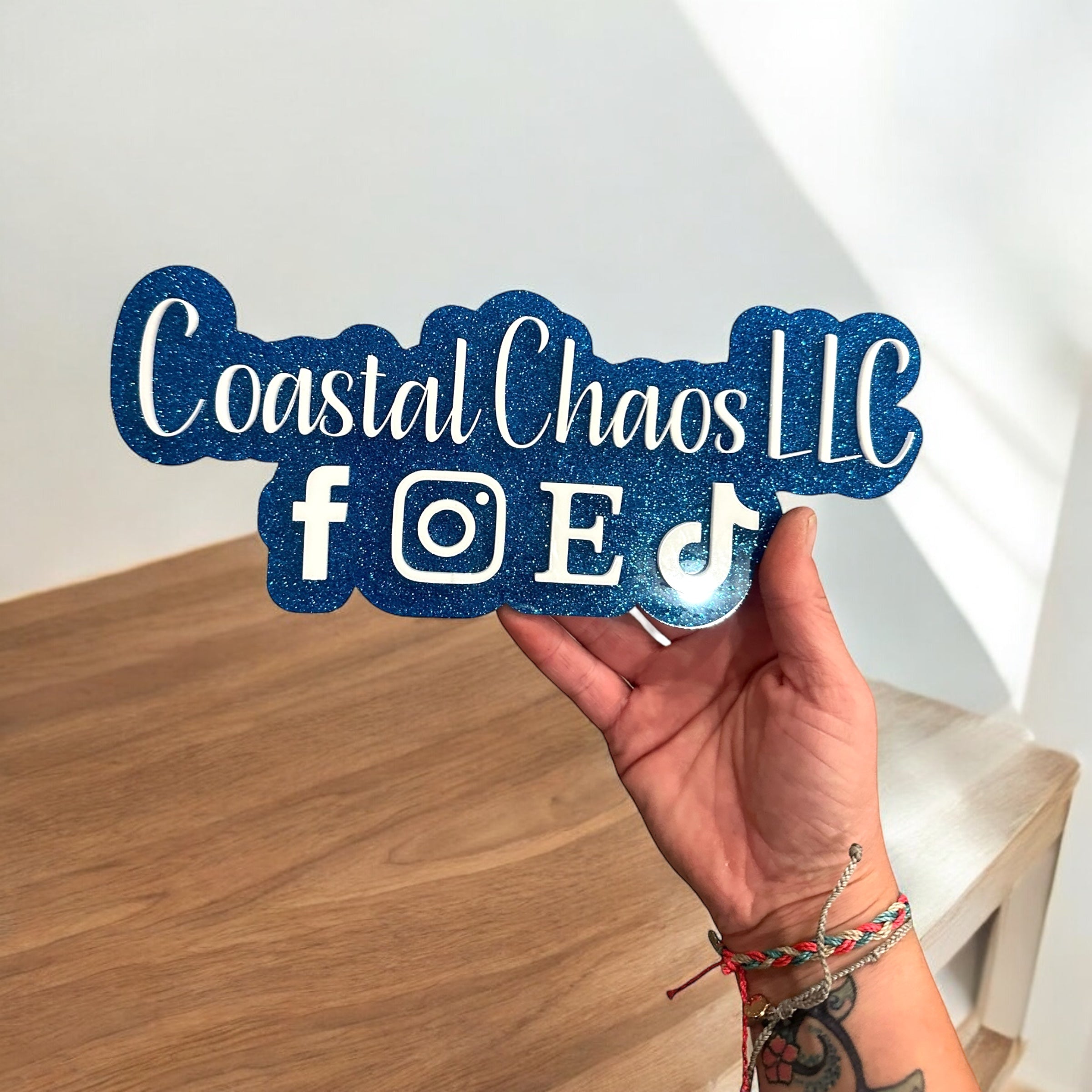 Custom Acrylic Social Media Sign | Business Branding Watermark Sign
