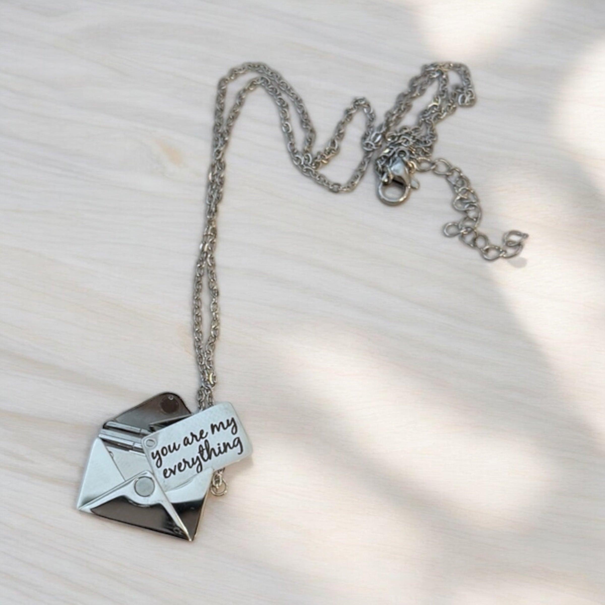 You Are My Everything Envelope Pendant Necklace - Sentimental Jewelry Gift for Her, Personalize with a custom message - Coastal Chaos LLC