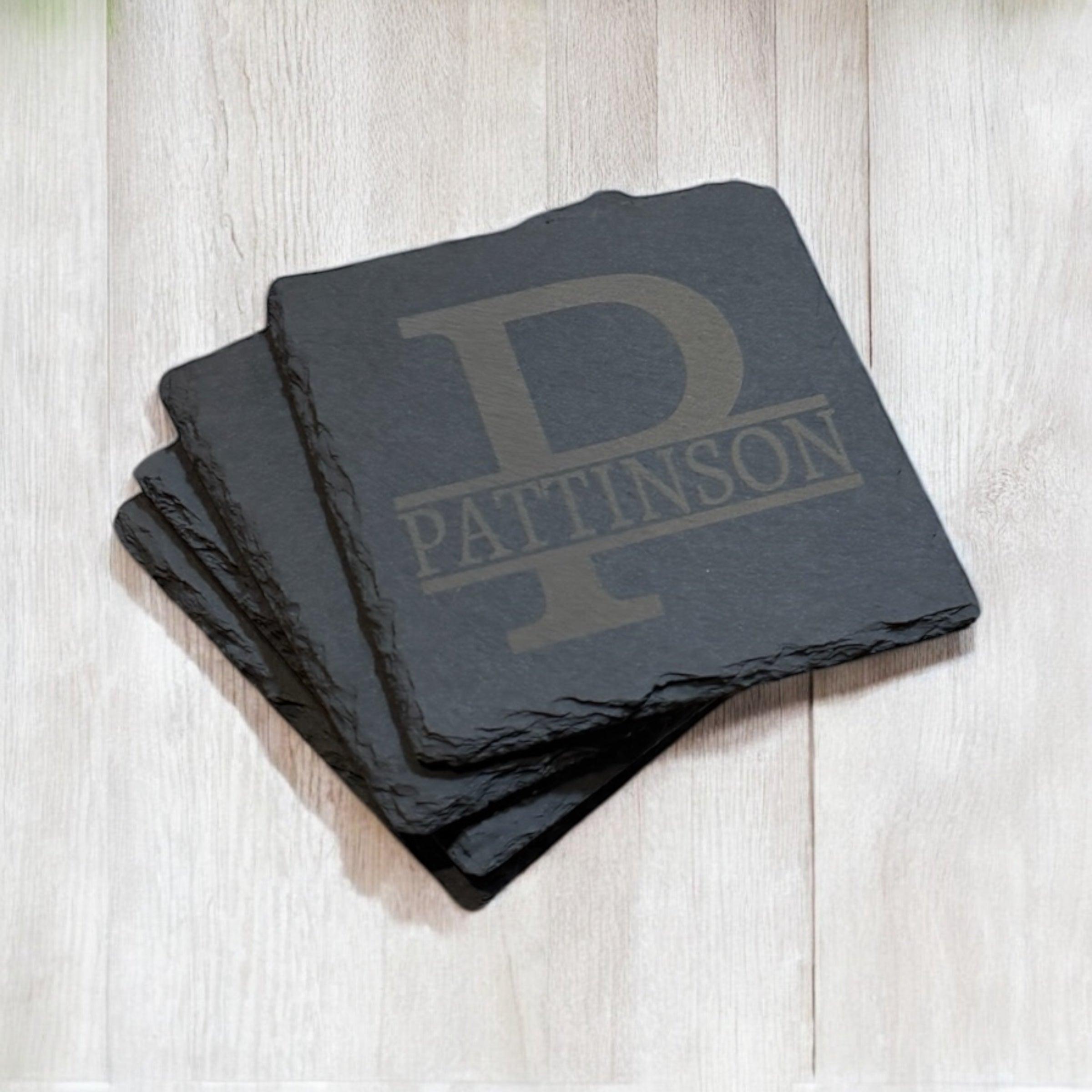 Personalized Slate Coasters with Monogram and Name - Rustic Custom Drinkware Gift for Housewarming, Weddings, or Anniversaries - Coastal Chaos LLC