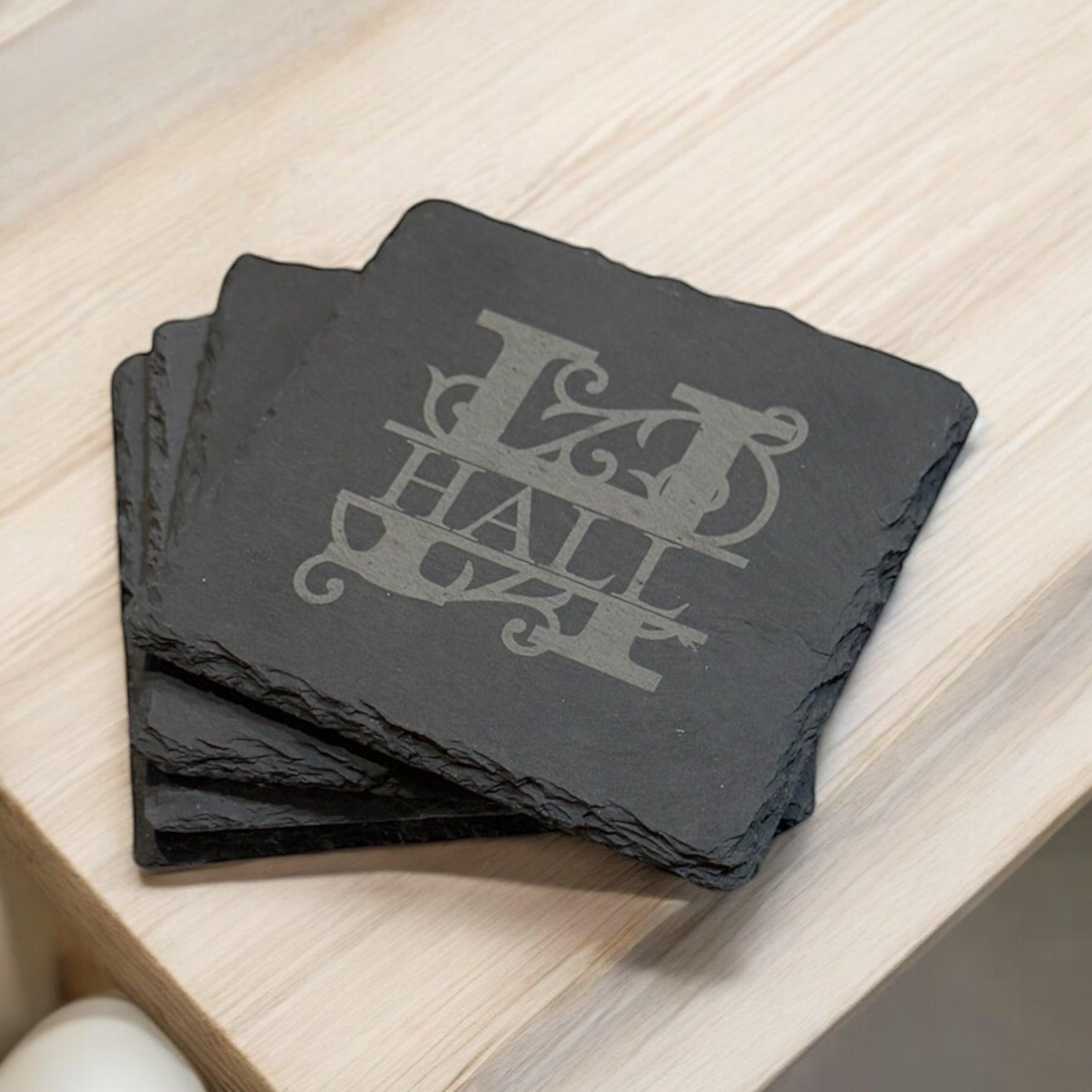 Personalized Slate Coasters with Monogram and Name - Rustic Custom Drinkware Gift for Housewarming, Weddings, or Anniversaries - Coastal Chaos LLC