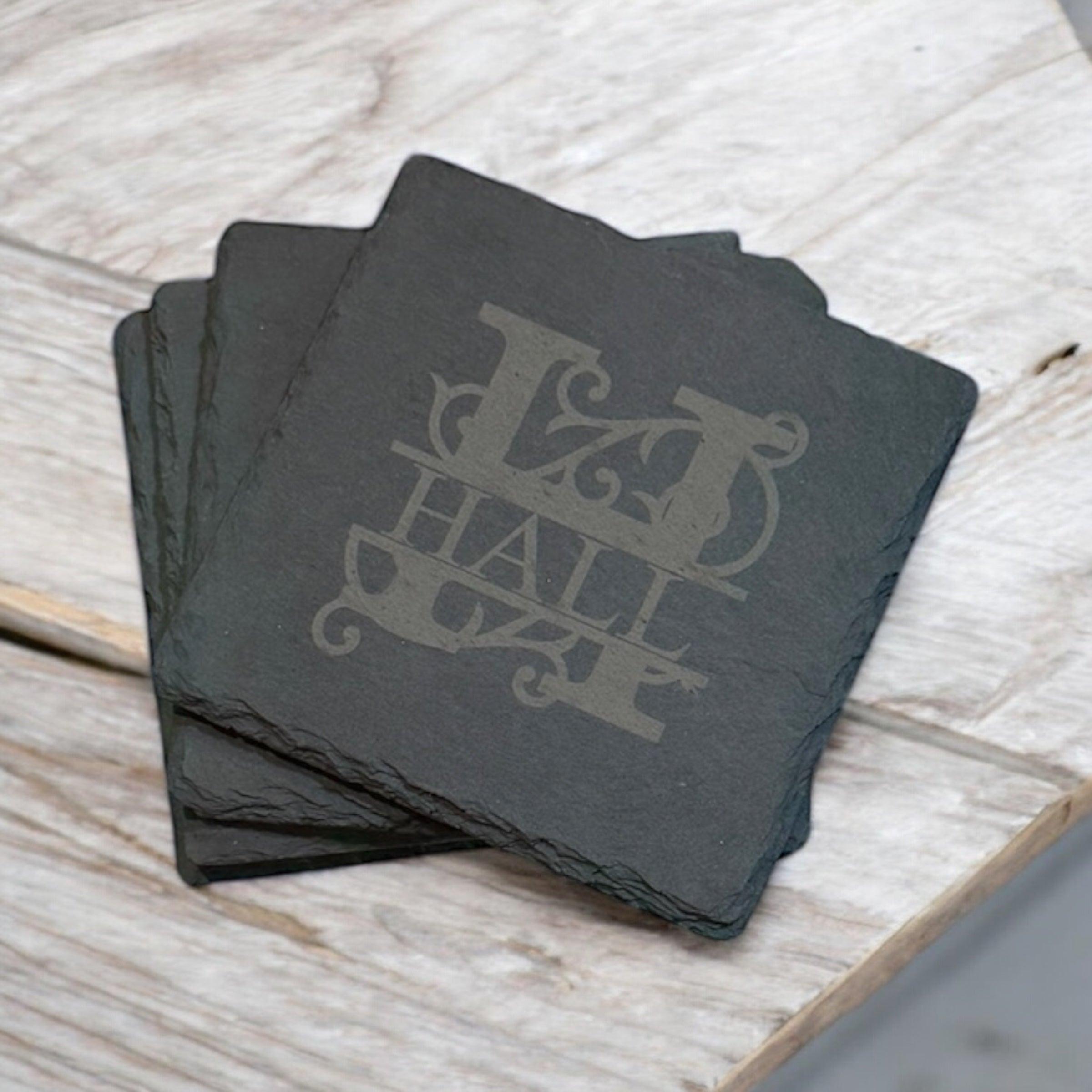 Personalized Slate Coasters with Monogram and Name - Rustic Custom Drinkware Gift for Housewarming, Weddings, or Anniversaries - Coastal Chaos LLC