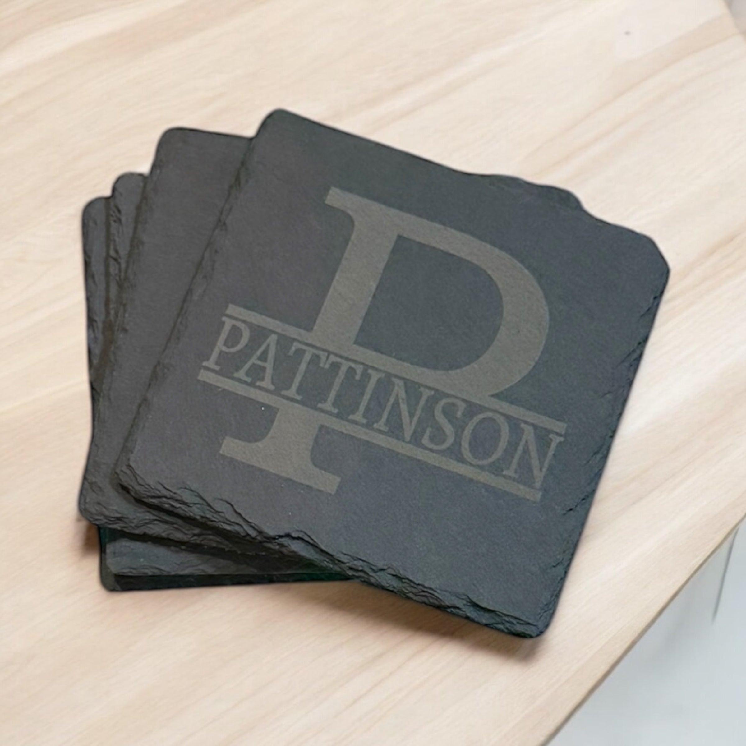 Personalized Slate Coasters with Monogram and Name - Rustic Custom Drinkware Gift for Housewarming, Weddings, or Anniversaries - Coastal Chaos LLC